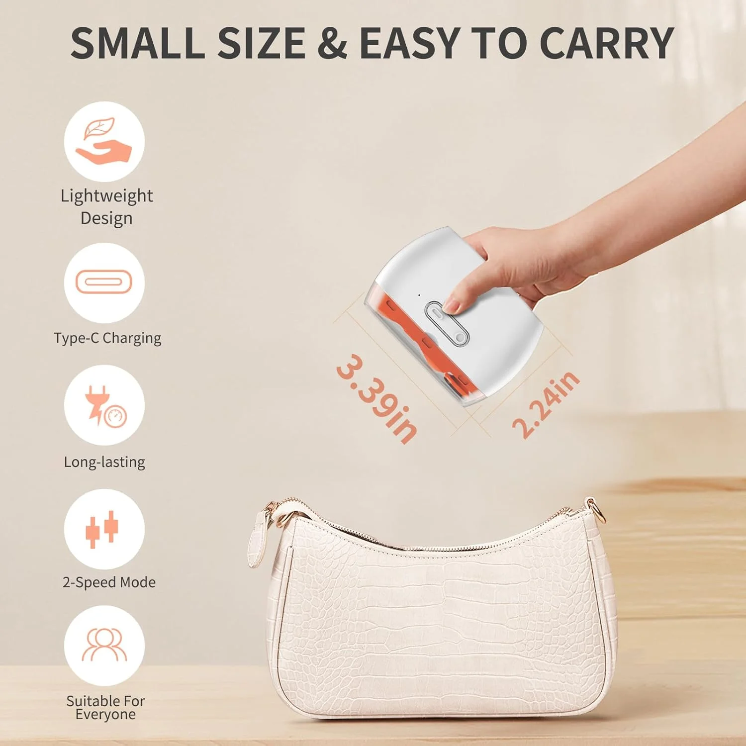 ناخن گیر و پولیشر برقی 3 در 1 ارتقا یافته 2025 - ناخن گیر اتوماتیک با چراغ LED، 2 سرعته، قابل شارژ USB، دارای محفظه جمع آوری ناخن، ایمن برای کودکان و سالمندان (نارنجی)