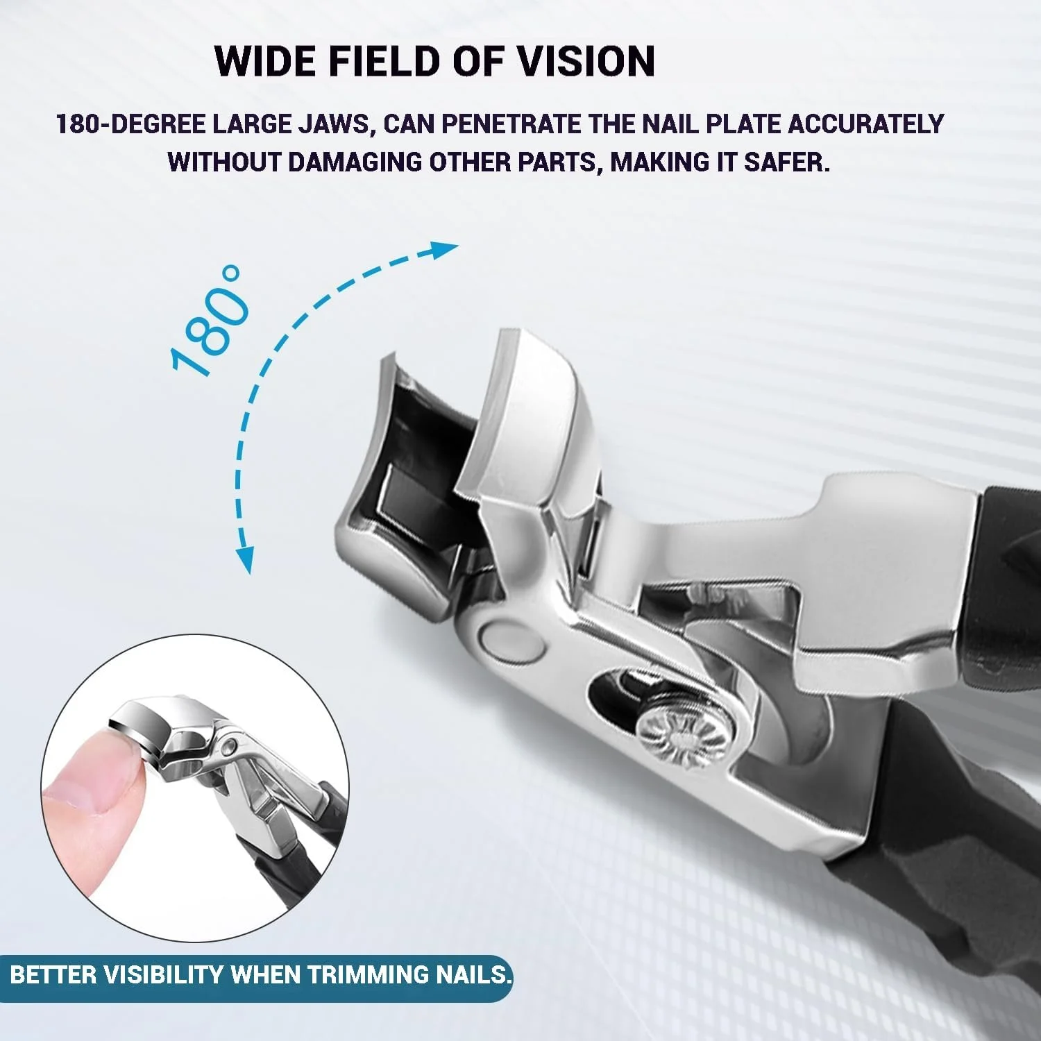 ناخن گیر ارگونومیک با دهانه پهن برای ناخن های ضخیم، ایده آل برای افراد مسن و دارای آرتروز و محدودیت حرکتی، استفاده آسان و ایمن