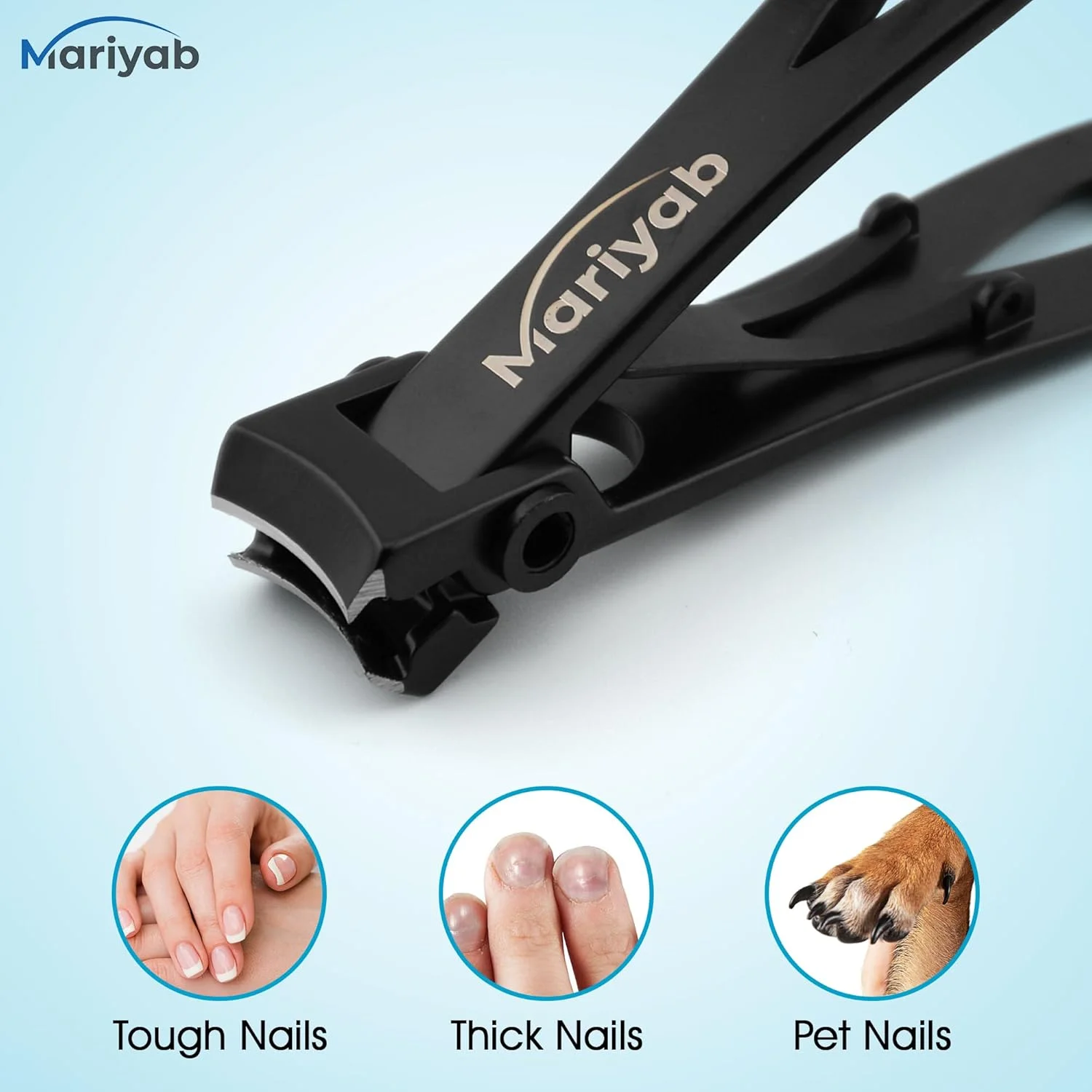 ناخن گیر استیل ضد زنگ ماریاب™ پریمیوم - تیز، دقیق و بادوام برای ناخن های دست و پا - طراحی ارگونومیک برای گرفتن آسان، بهترین برای استفاده در خانه و مسافرت (مشکی)