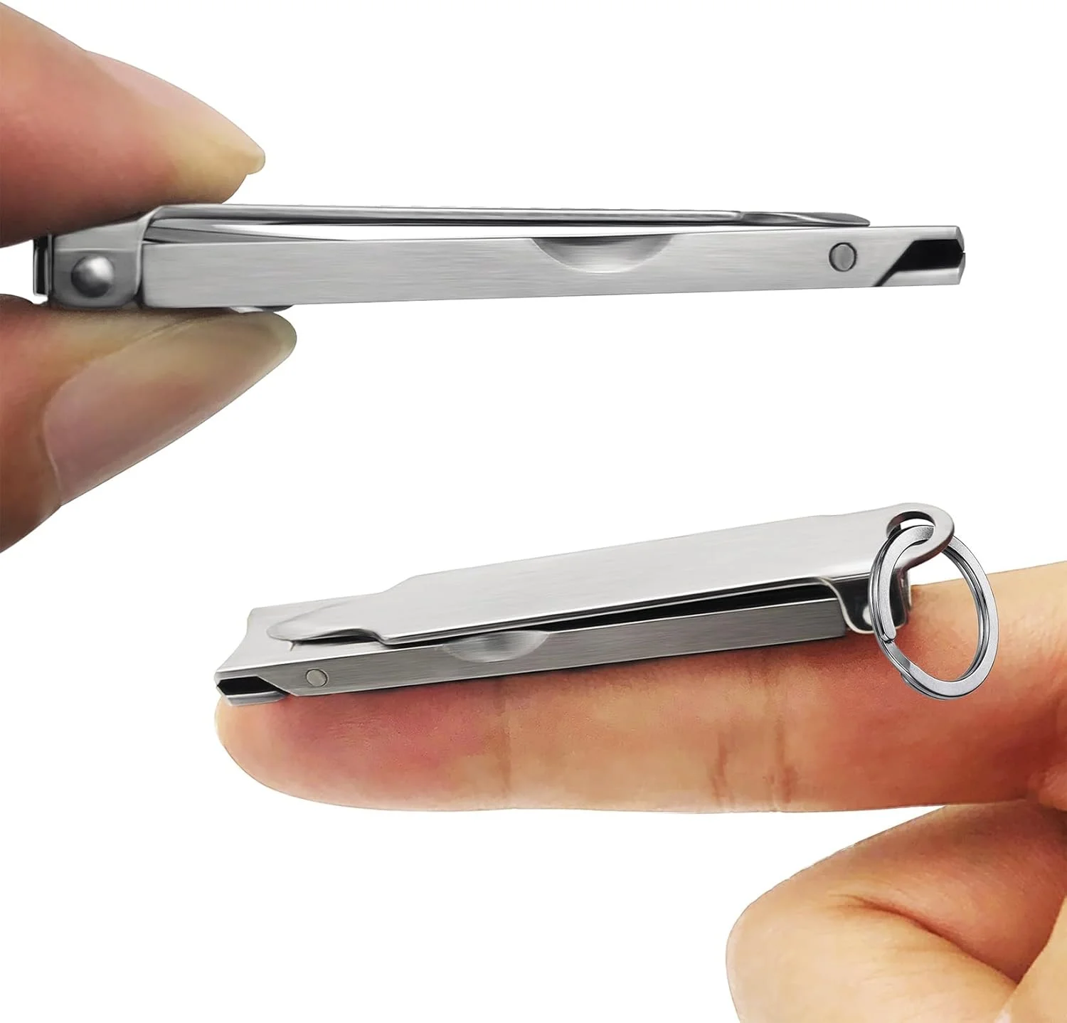 ناخن گیر فوق العاده نازک قابل حمل، ناخن گیر تاشو جیبی کوچک، قیچی با دهانه پهن با جاکلیدی، تریمر منحنی، پرداخت برس خورده (کوچک-برس خورده) ناخن گیر فوق العاده نازک قابل حمل، ناخن گیر تاشو جیبی کوچک، قیچی با دهانه پهن با جاکلیدی، تریمر منحنی، پرداخت برس خورده (کوچک-برس خورده)