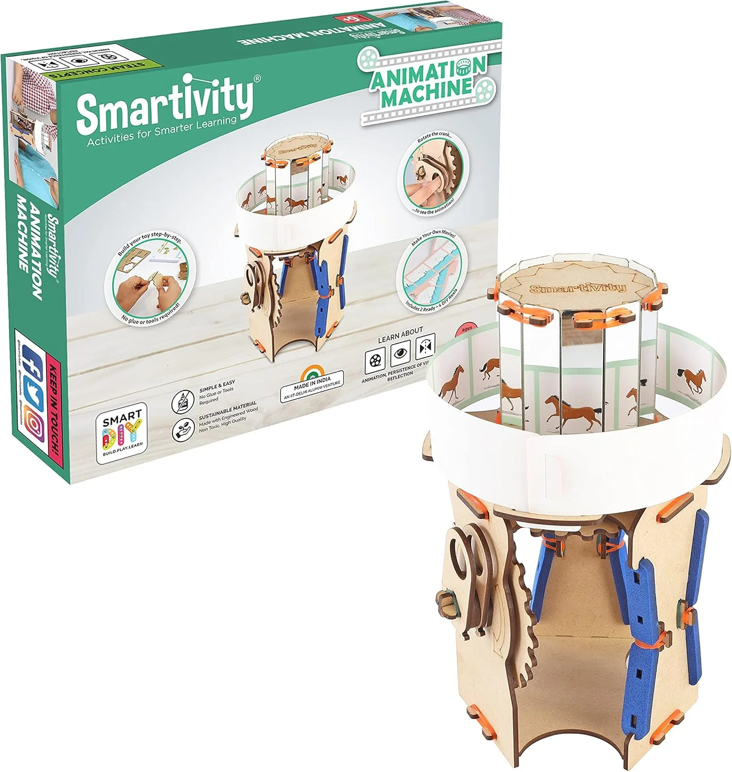 اسباب بازی های سرگرم کننده آموزشی Smartivity Animation Machine STEAM DIY، بازی فعالیت آموزشی و ساختنی برای کودکان 6 تا 14 سال، هدیه برای پسران و دختران، یادگیری پروژه مهندسی علمی، ساخت هند