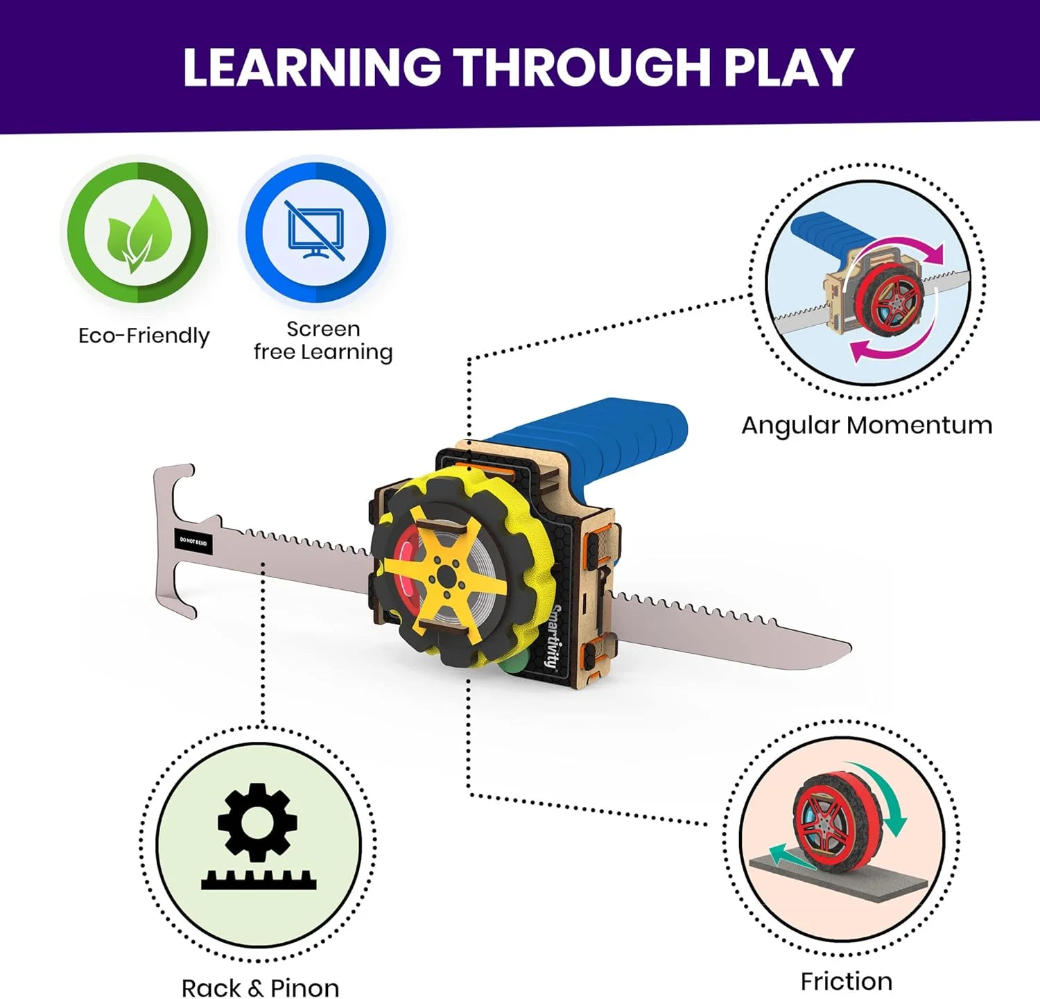 اسباب بازی خودساز اسمارتیوی | سرعت چرخش - 1800 دور در دقیقه | سرعت بالا، حرکات نمایشی و پرش های شگفت انگیز | بازی آموزشی و ساختنی برای کودکان 6-14 سال | 81 قطعه