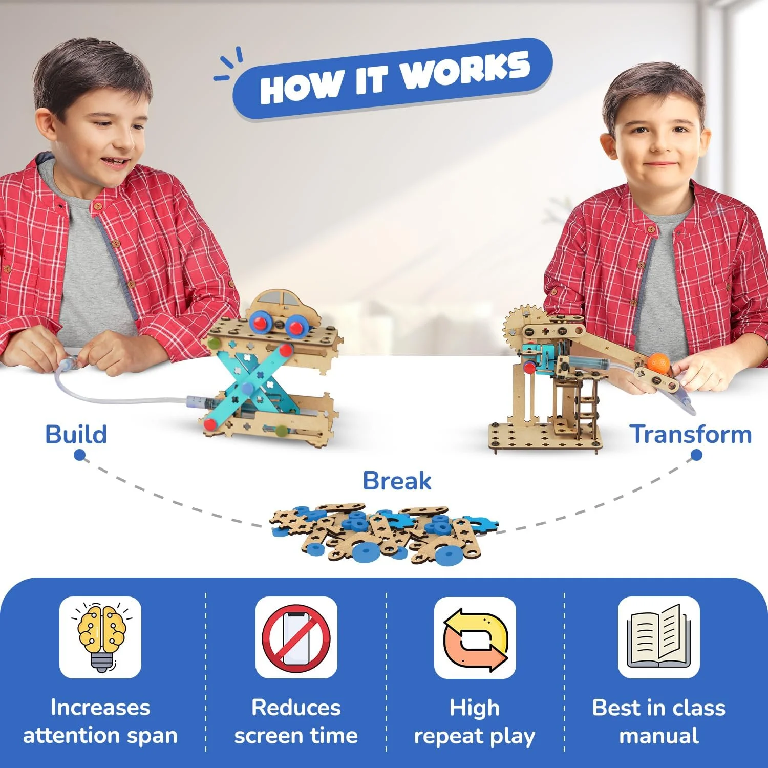 کیت هیدرولیک 7 در 1 اسمارتیوی، اسباب بازی سرگرم کننده STEM DIY برای کودکان 6 تا 12 سال، بهترین هدیه تولد برای پسران و دختران 6-8-10-12 ساله، اسباب بازی علمی، بازی فعالیت آموزشی، ساخت هند