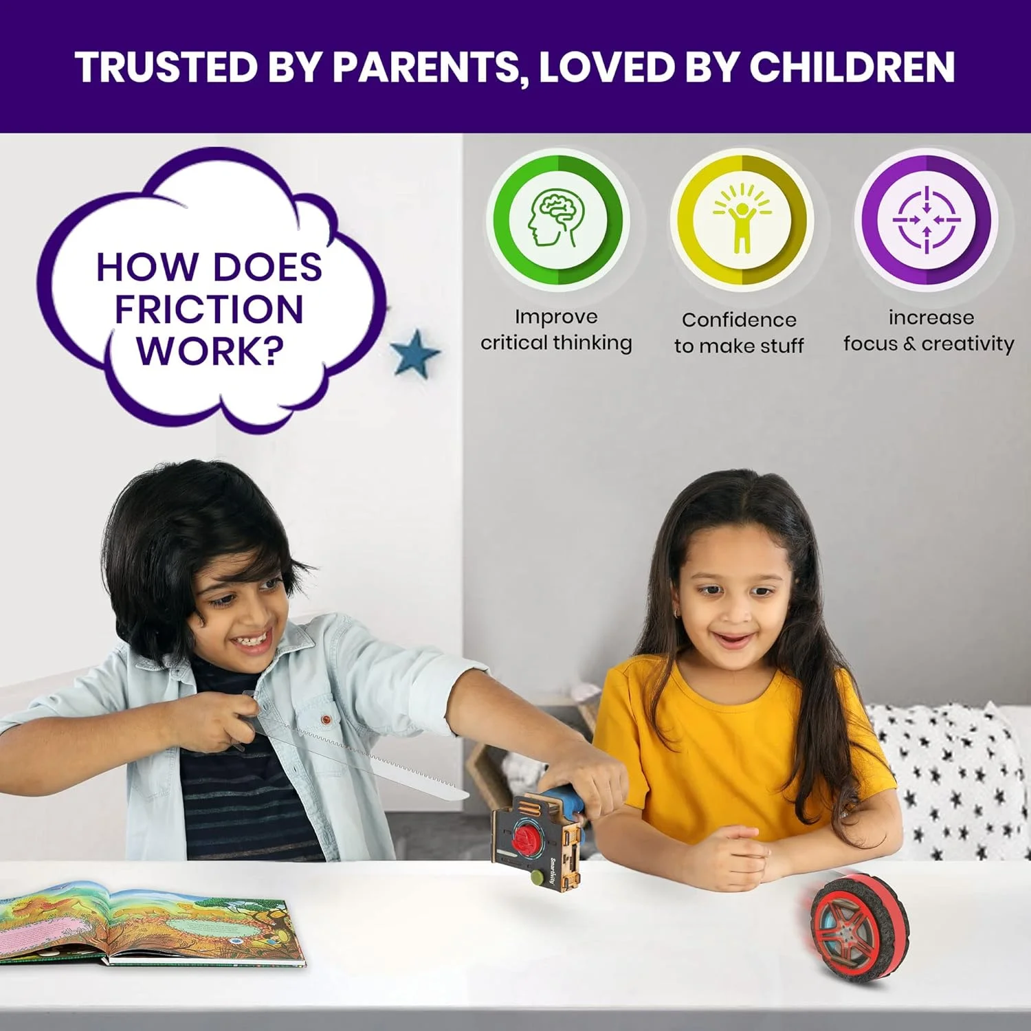 اسباب بازی خودساز اسمارتیوی | سرعت چرخش - 1800 دور در دقیقه | سرعت بالا، حرکات نمایشی و پرش های شگفت انگیز | بازی آموزشی و ساختنی برای کودکان 6-14 سال | 81 قطعه