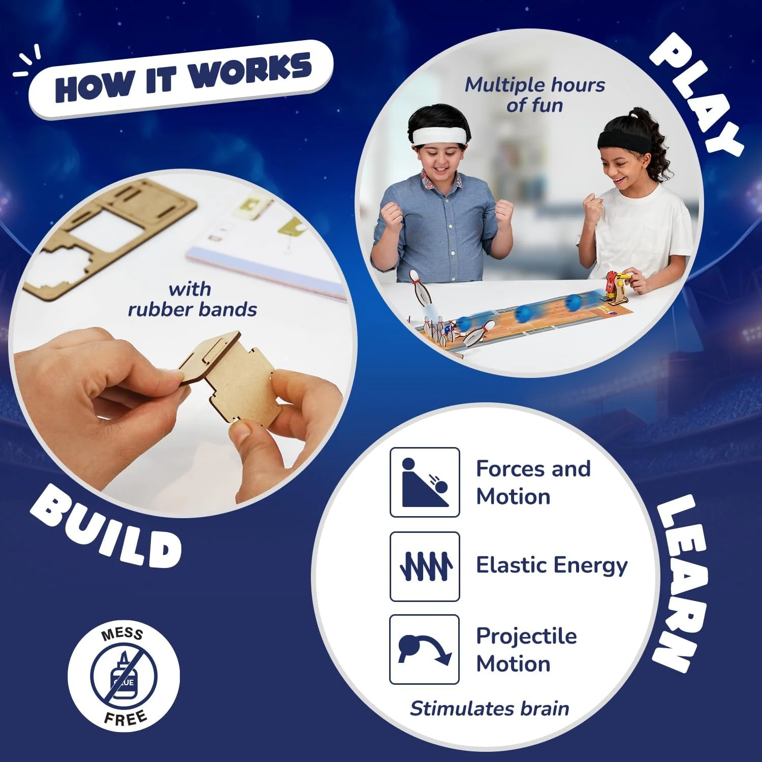 بازی ورزشی 3 در 1 Smartivity شامل بسکتبال، فوتبال و بولینگ | بازی سرپوشیده برای کودکان 6 تا 12 سال | اسباب بازی STEM DIY برای کودکان 6، 7، 8، 9، 10، 11، 12 سال | کیت ساخت چوبی