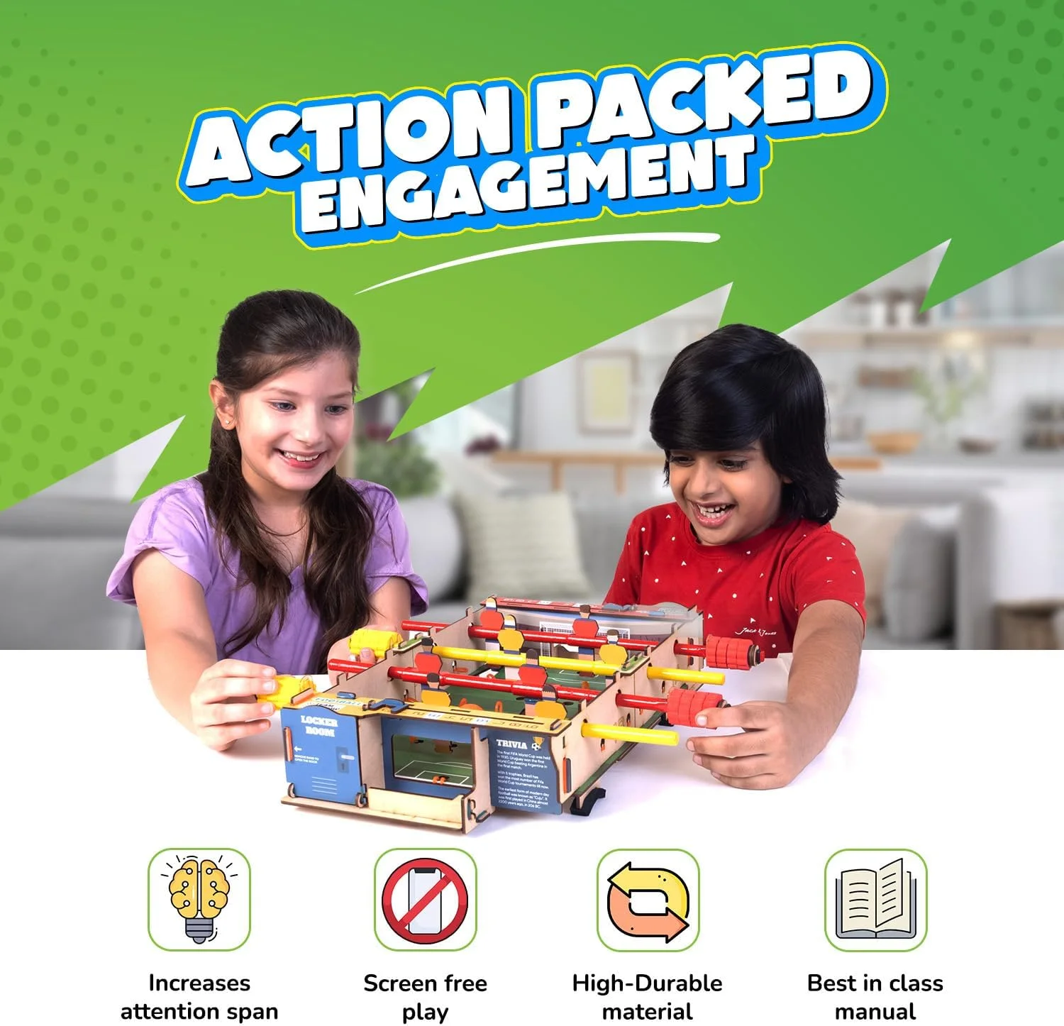 فوتبال دستی خودساز اسمارتیوی، میز فوتبال کوچک، اسباب بازی های سرگرم کننده آموزشی STEM، بازی فعالیت آموزشی و ساختنی برای کودکان 6 تا 14 سال، هدیه برای پسران و دختران