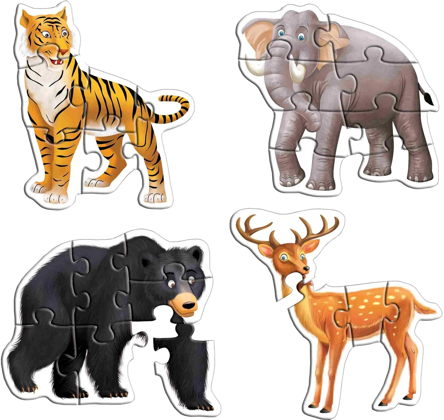 پازل های آموزشی خلاقانه کودکان - پازل های اولیه مرحله 2 حیوانات وحشی
