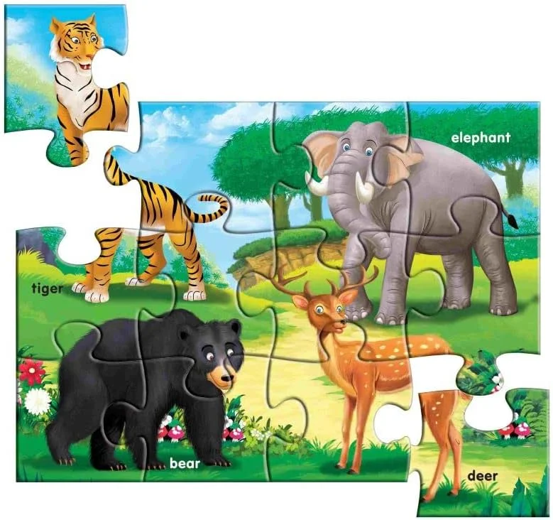 پازل های آموزشی خلاقانه کودکان - پازل های اولیه مرحله 2 حیوانات وحشی