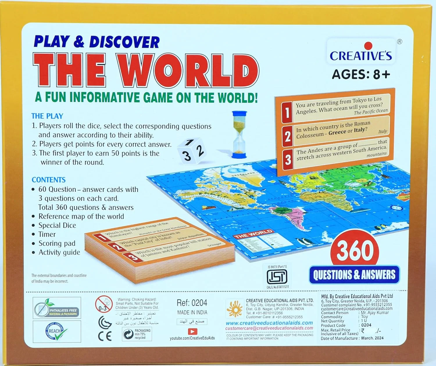 بازی آموزشی و سرگرم‌کننده «بازی و کشف – جهان» | بازی تخته‌ای مهارت‌های نقشه‌خوانی | بازی آموزشی و سرگرم‌کننده برای کودکان | دانش درباره کشورها و پایتخت‌های آن‌ها | 8 سال به بالا