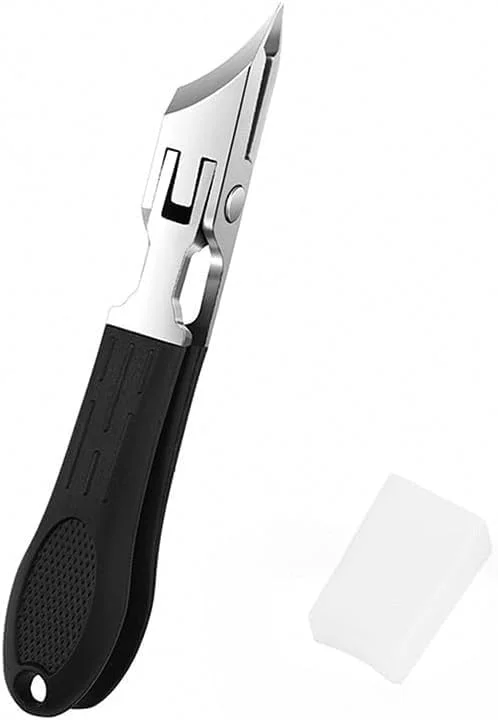 ناخن گیر اریب، ناخن گیر اریب ضد پاشش با دهانه پهن، ناخن گیر تیز با دسته بلند، ناخن گیر ناخن های فرورفته برای زنان یا مردان (مشکی)