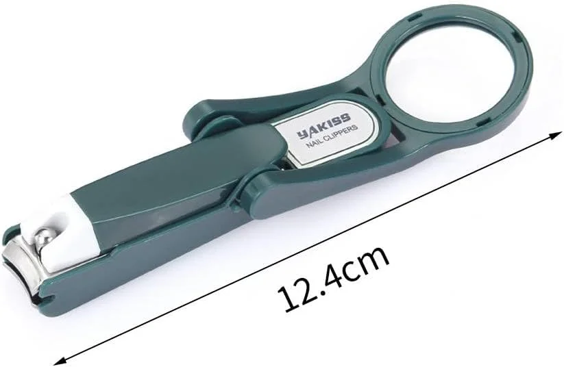 ناخن گیر استیل ضد زنگ با ذره بین و دسته ارگونومیک - لبه های مورب دقیق، دسته لاستیکی راحت برای سالمندان و تمام سنین