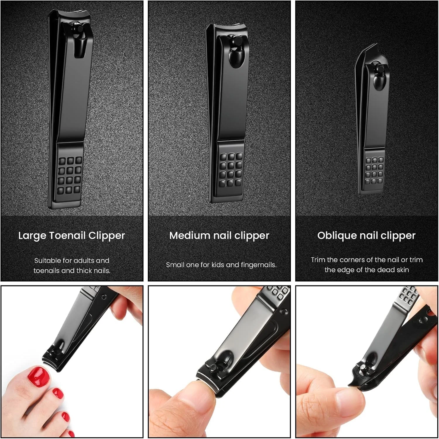 ست ناخن گیر، ناخن گیر حرفه ای استیل ضد زنگ، طراحی لبه مورب، برش دقیق، برای آقایان، بانوان