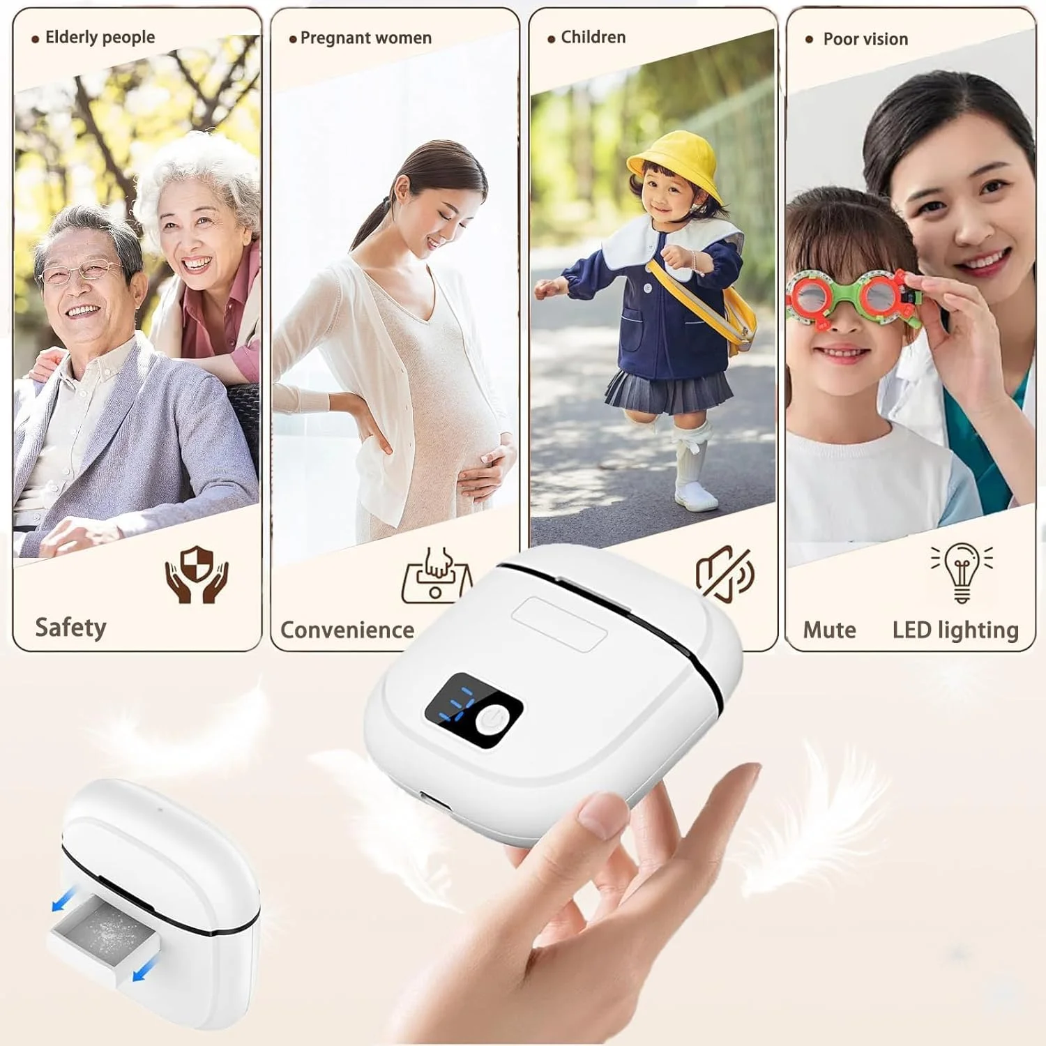 ناخن گیر برقی 2 در 1 با 3 سرعت، ناخن گیر برقی با چراغ LED، شارژ Type-C، فوق العاده سبک، کم صدا، آسان برای استفاده سالمندان و کودکان، شامل ناخن گیر اریب ناخن گیر برقی 2 در 1 با 3 سرعت، ناخن گیر برقی با چراغ LED، شارژ Type-C، فوق العاده سبک، کم صدا، آسان برای استفاده سالمندان و کودکان، شامل ناخن گیر اریب