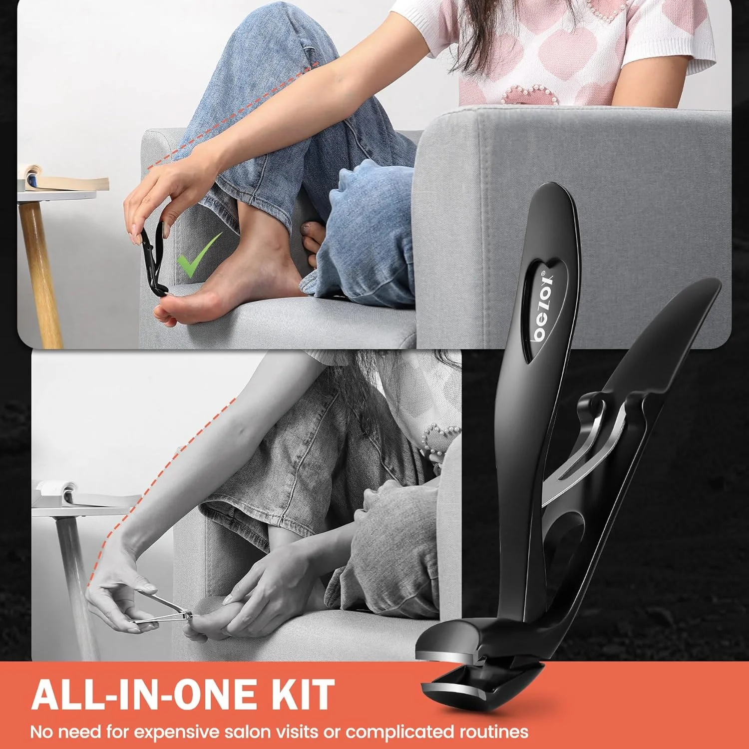 مجموعه ابزار ناخن پا BEZOX، مجموعه 4 عددی مراقبت از ناخن برای ناخن های فرورفته - ناخن گیر سر خمیده برای سالمندان برای ناخن های ضخیم، سوهان ناخن بلند و بالابر دو طرفه - مشکی مجموعه ابزار ناخن پا BEZOX، مجموعه 4 عددی مراقبت از ناخن برای ناخن های فرورفته - ناخن گیر سر خمیده برای سالمندان برای ناخن های ضخیم، سوهان ناخن بلند و بالابر دو طرفه - مشکی