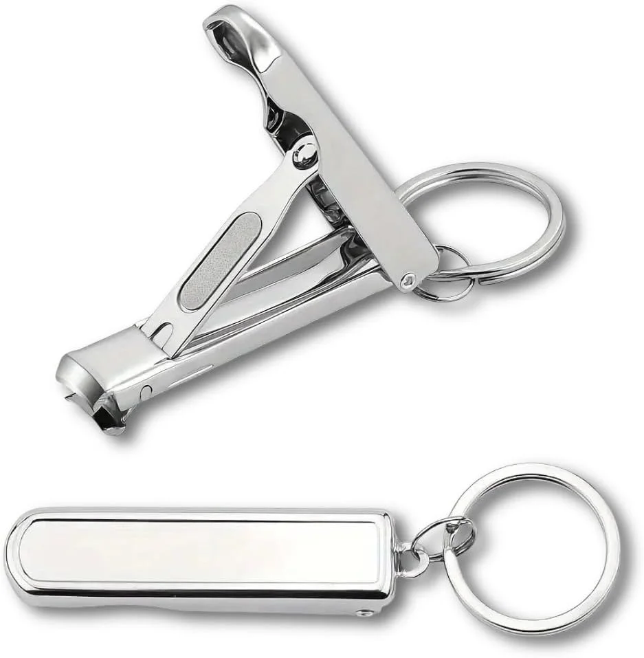 ناخن گیر تاشو با جاکلیدی - ست اصلاح چند منظوره جمع و جور برای مسافرت، کمپینگ و استفاده روزمره - قابل حمل، اندازه جیبی، طراحی بادوام از جنس استیل ضد زنگ