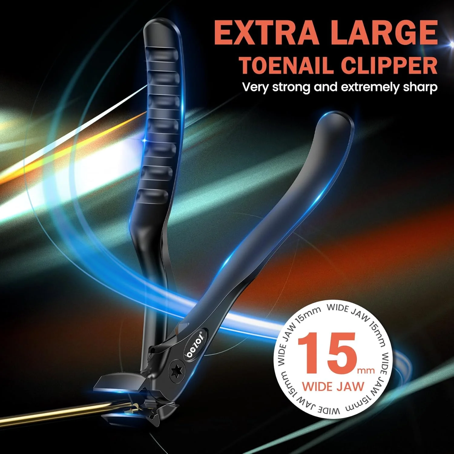 ناخن گیر انگشت شست پا BEZOX برای سالمندان - ناخن گیر سر خمیده دسته بلند ارتقا یافته برای ناخن های ضخیم برای افراد مسن - مشکی