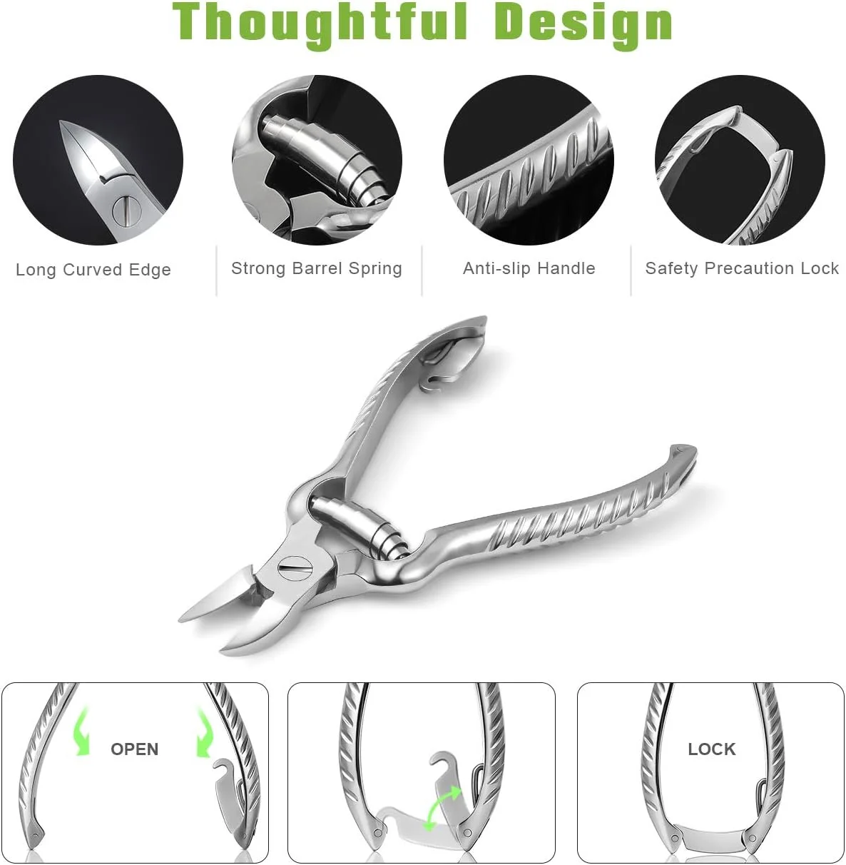 ناخن گیر پا پزشکی BEZOX با قدرت بالا برای ناخن های ضخیم و فرو رفته، قیچی ناخن استیل ضد زنگ - همراه با بسته بندی جعبه چرمی