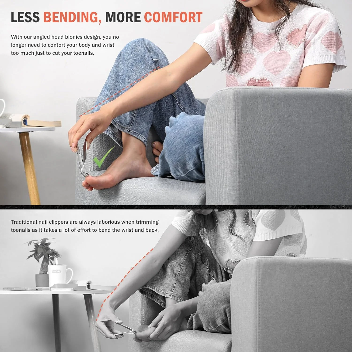 ناخن گیر ارگونومیک سر زاویه دار BEZOX برای ناخن های ضخیم - ناخن گیر انگشت فلزی مشکی