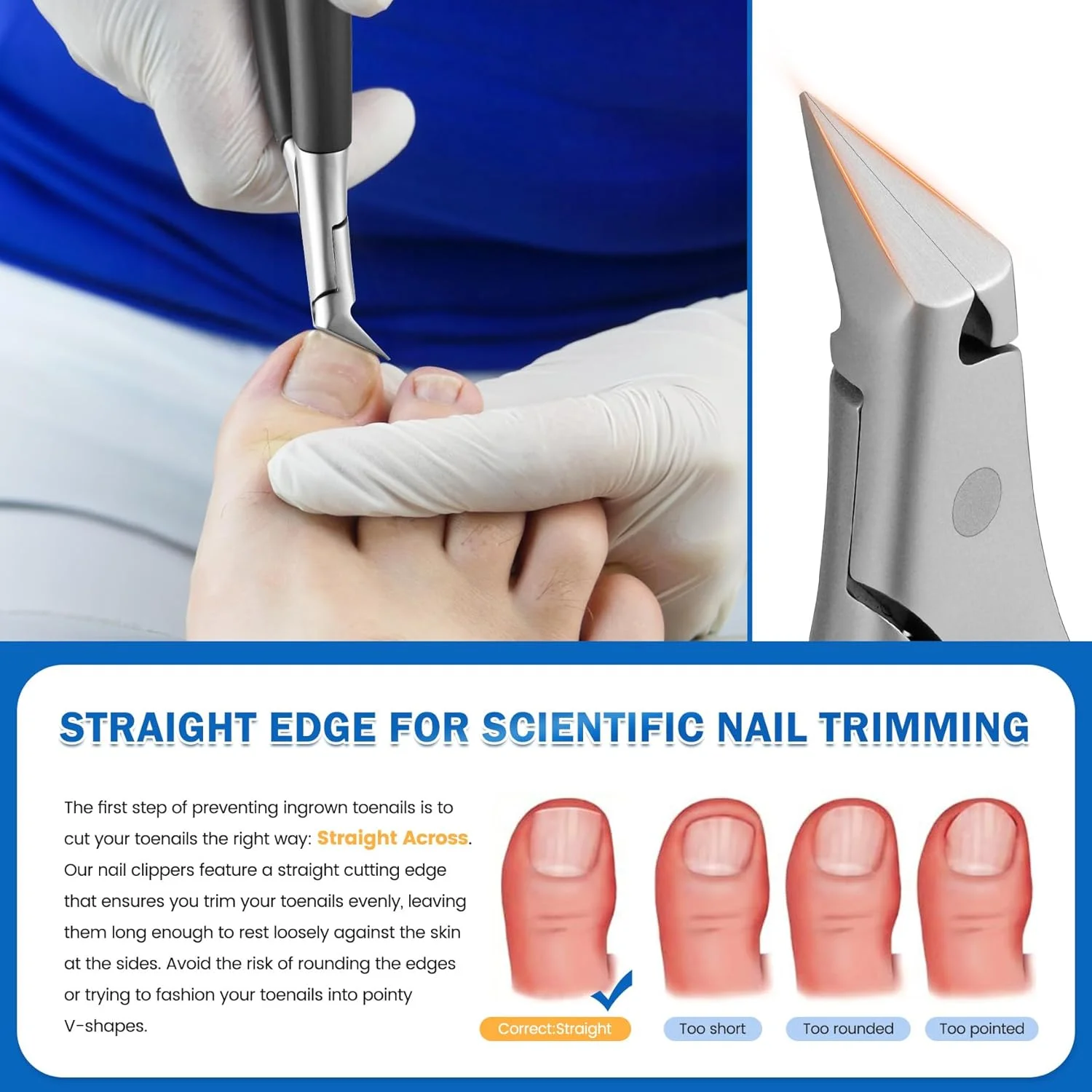 ناخن گیر پا BEZOX برای جلوگیری از فرو رفتن ناخن در گوشت، ناخن گیر طبی با تیغه صاف برای ناخن های ضخیم، ناخن گیر ارگونومیک برای بزرگسالان، سالمندان، مردان و زنان - مشکی