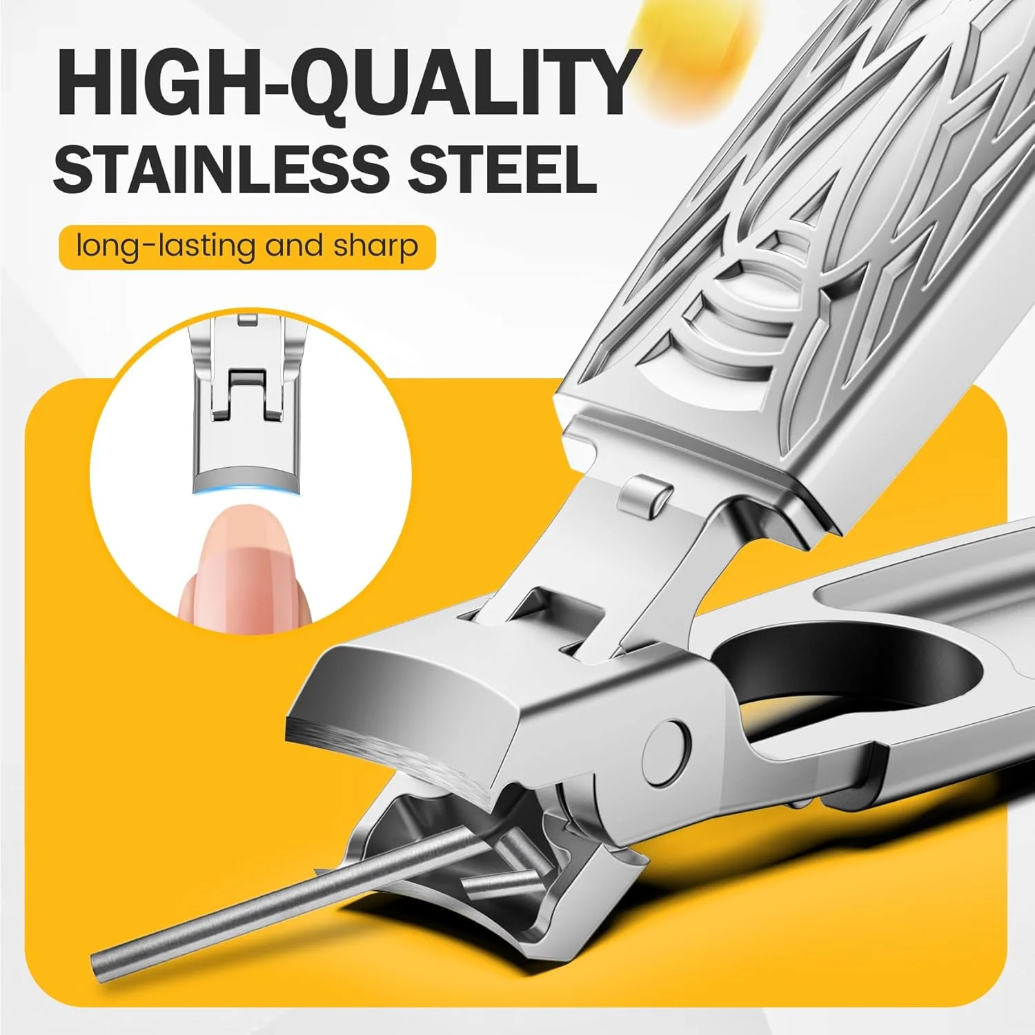 ناخن گیر BEZOX با محفظه محافظ، مخزن جمع آوری و سوهان ناخن - ناخن گیر قابل حمل با دهانه باز پهن با الهام از شکل زنجره برای ناخن های ضخیم ناخن گیر BEZOX با محفظه محافظ، مخزن جمع آوری و سوهان ناخن - ناخن گیر قابل حمل با دهانه باز پهن با الهام از شکل زنجره برای ناخن های ضخیم