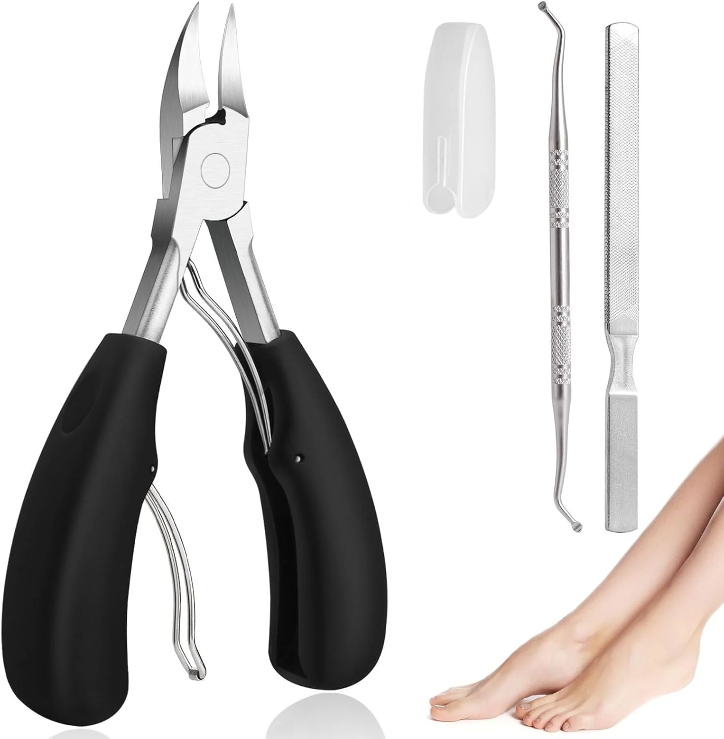 ناخن گیر انگشت پا، ست ناخن گیر پا با تیغه های خمیده تیز/دسته ABS نرم/دهانه پهن برای مانیکور پدیکور ناخن گیر انگشت پا، ست ناخن گیر پا با تیغه های خمیده تیز/دسته ABS نرم/دهانه پهن برای مانیکور پدیکور