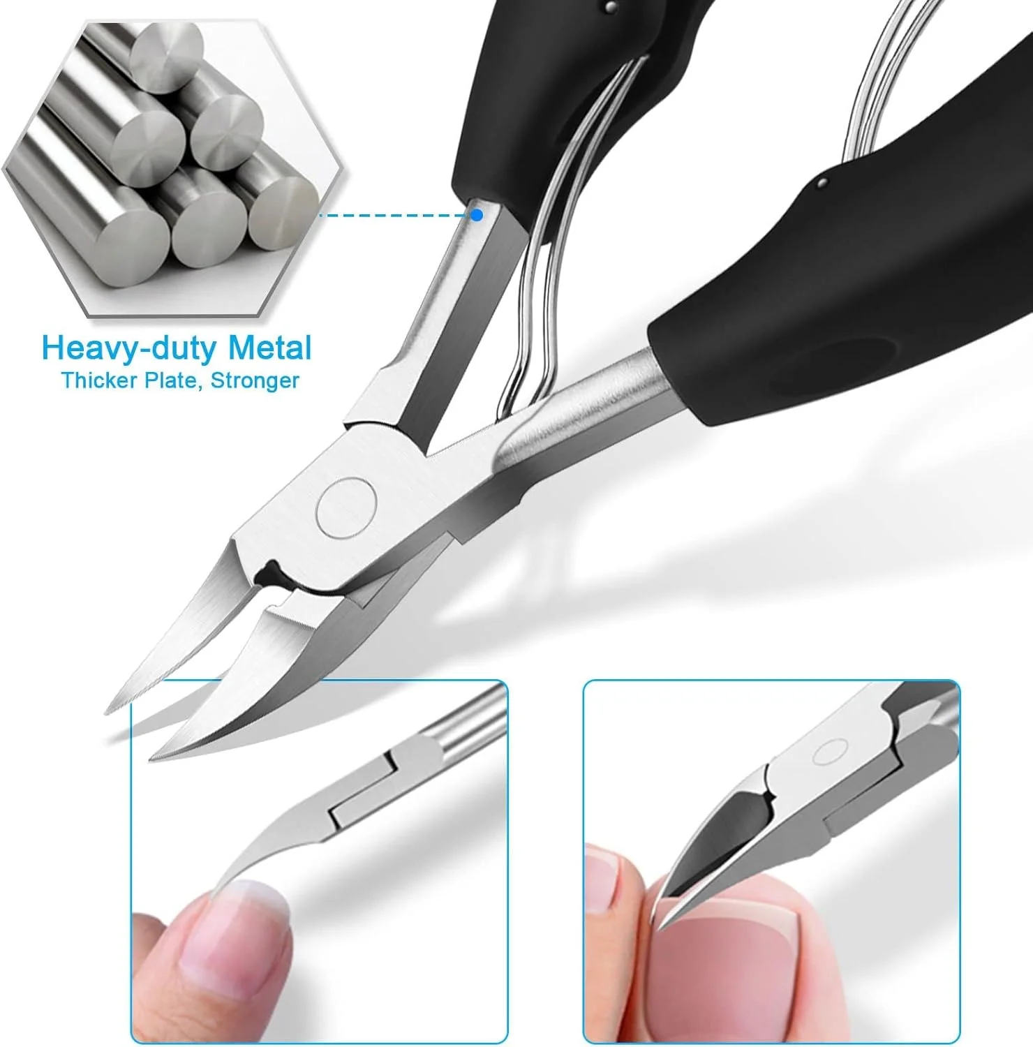 ناخن گیر انگشت پا، ست ناخن گیر پا با تیغه های خمیده تیز/دسته ABS نرم/دهانه پهن برای مانیکور پدیکور ناخن گیر انگشت پا، ست ناخن گیر پا با تیغه های خمیده تیز/دسته ABS نرم/دهانه پهن برای مانیکور پدیکور