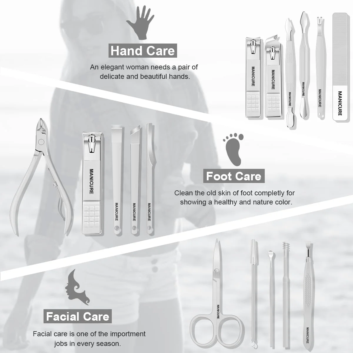 Leipple - ست مانیکور، ناخن گیر حرفه ای، کیت پدیکور، 16 تکه، ابزار پیرایش و مراقبت از ناخن استیل ضد زنگ Leipple - ست مانیکور، ناخن گیر حرفه ای، کیت پدیکور، 16 تکه، ابزار پیرایش و مراقبت از ناخن استیل ضد زنگ