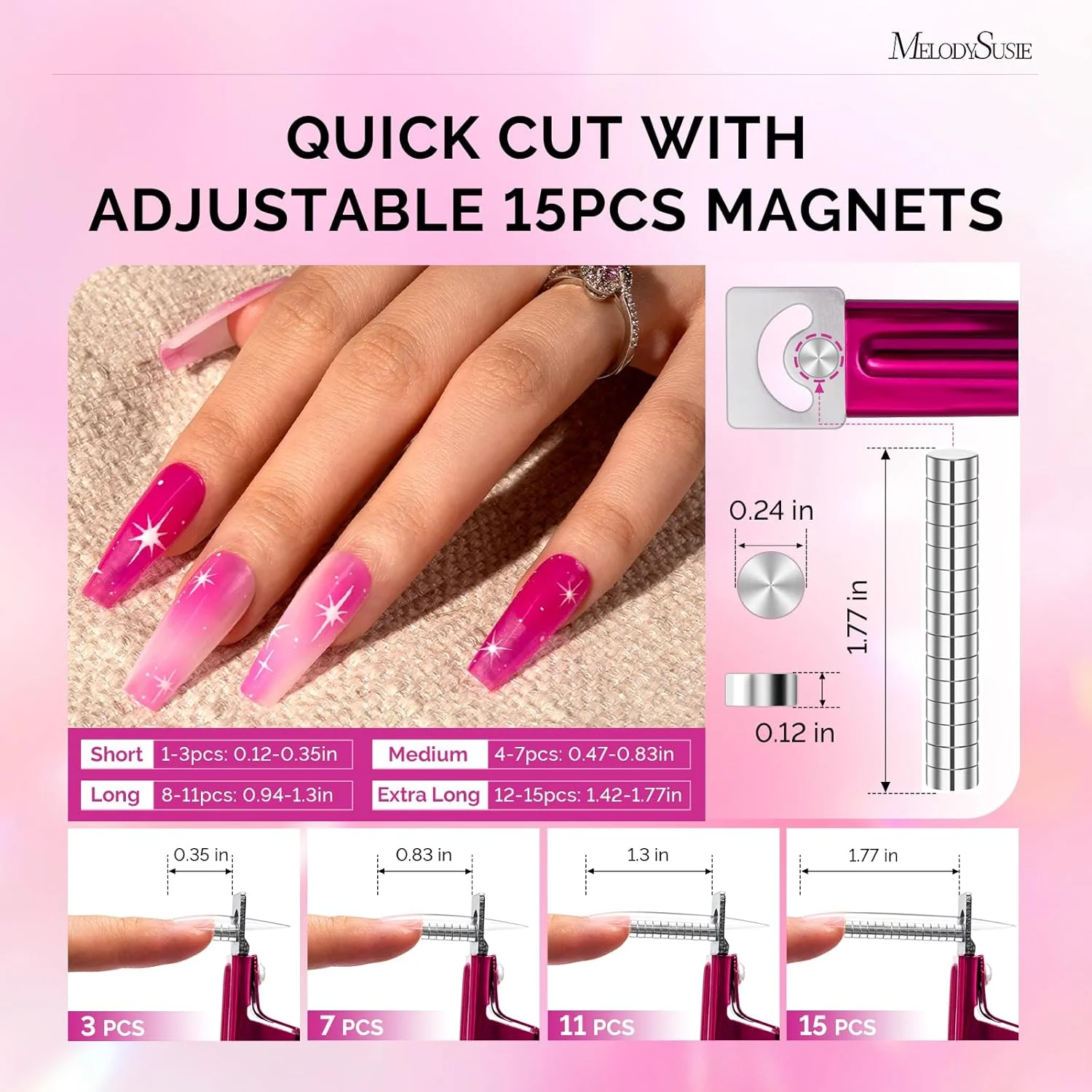 ناخن گیر اکریلیک MelodySusie با 15 سایزر مغناطیسی، ناخن گیر حرفه ای برای ناخن های بلند اکریلیک و ژلی، تریمر ناخن استیل قابل تنظیم، ابزار مانیکور برای سالن و منزل، آلویی ناخن گیر اکریلیک MelodySusie با 15 سایزر مغناطیسی، ناخن گیر حرفه ای برای ناخن های بلند اکریلیک و ژلی، تریمر ناخن استیل قابل تنظیم، ابزار مانیکور برای سالن و منزل، آلویی
