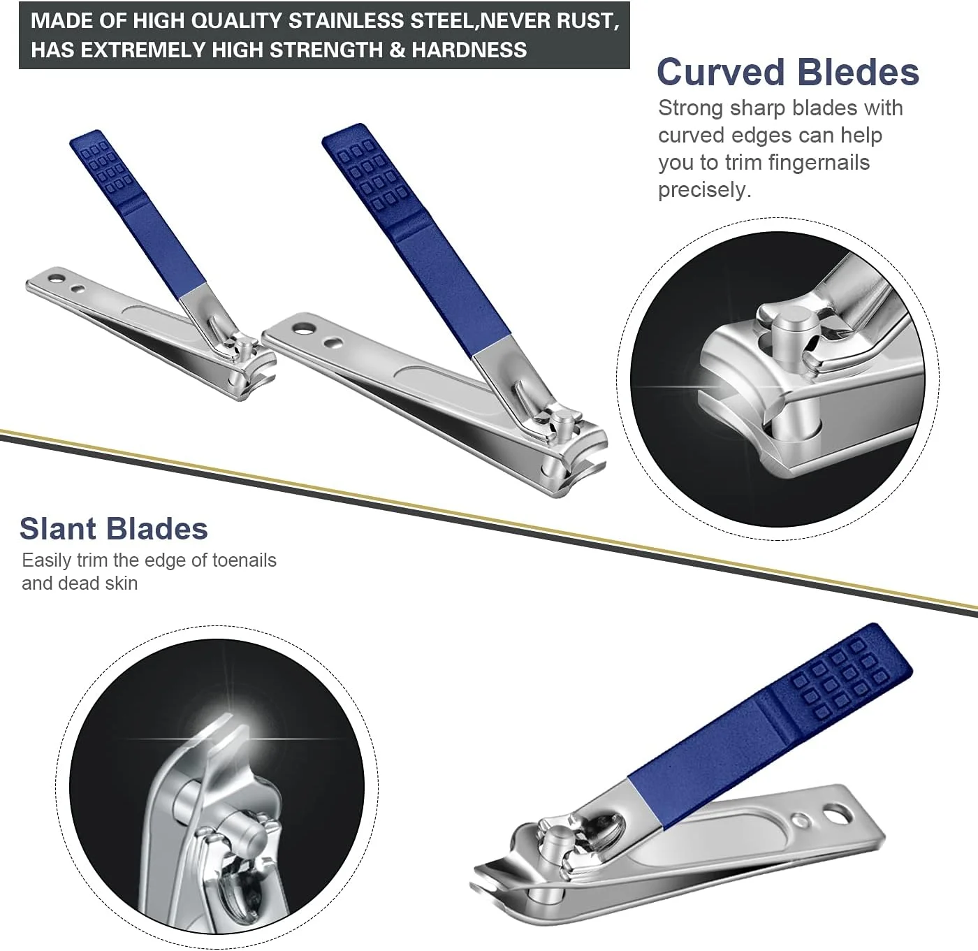ست مانیکور لیپل، کیت پدیکور حرفه ای، ست ناخن گیر - 18 تکه ابزار مراقبت از ناخن - کیت آرایشی با کیف مسافرتی ارتقا یافته لوکس (آبی تیره)