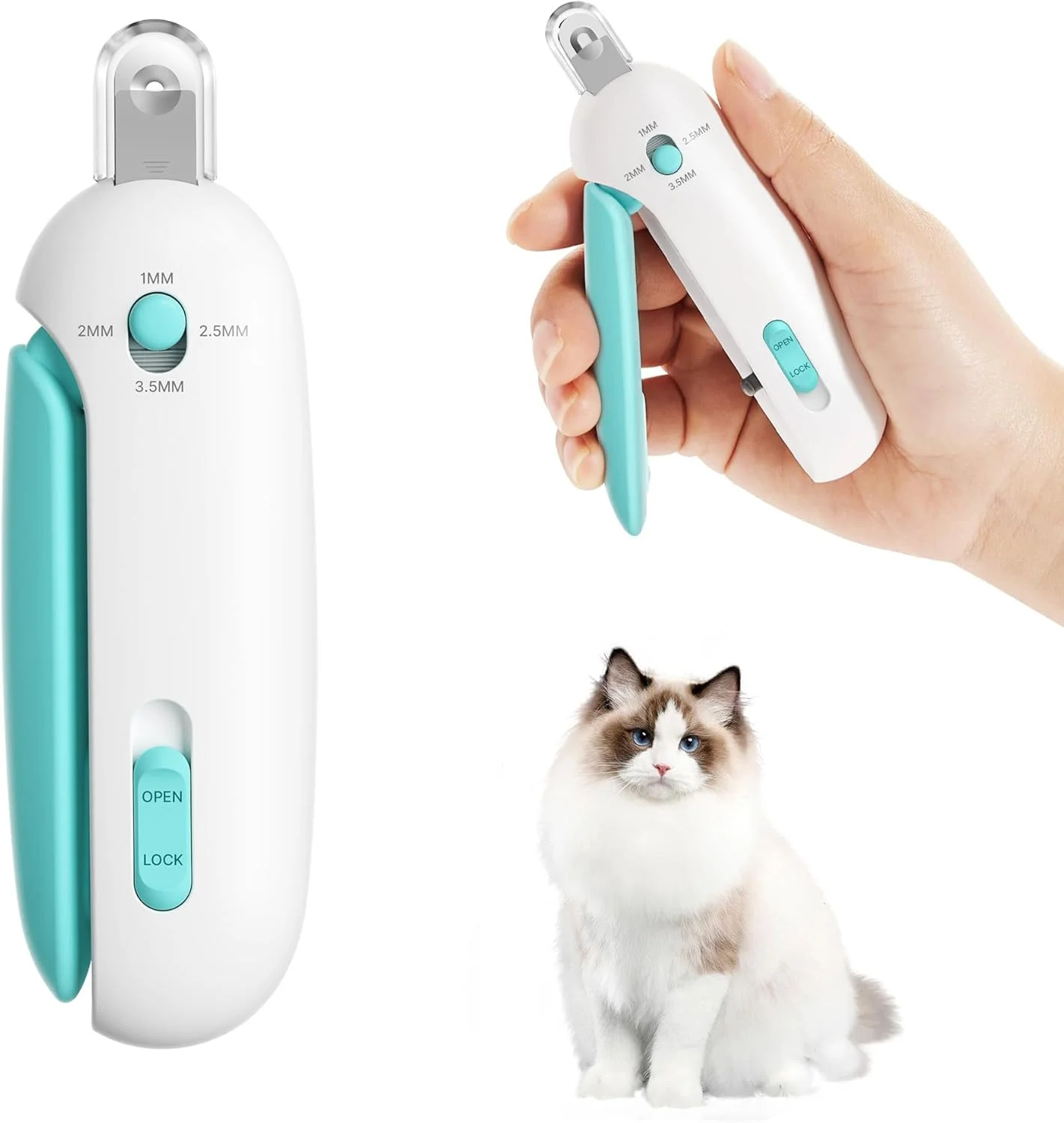 ناخن گیر گربه - دارای سوراخ پیرایش قابل تنظیم 4 سایز و سوهان ناخن مخفی با محافظ ایمنی | ابزار پیرایش حرفه ای برای پیرایش بی خطر و بدون استرس (آبی) ناخن گیر گربه - دارای سوراخ پیرایش قابل تنظیم 4 سایز و سوهان ناخن مخفی با محافظ ایمنی | ابزار پیرایش حرفه ای برای پیرایش بی خطر و بدون استرس (آبی)