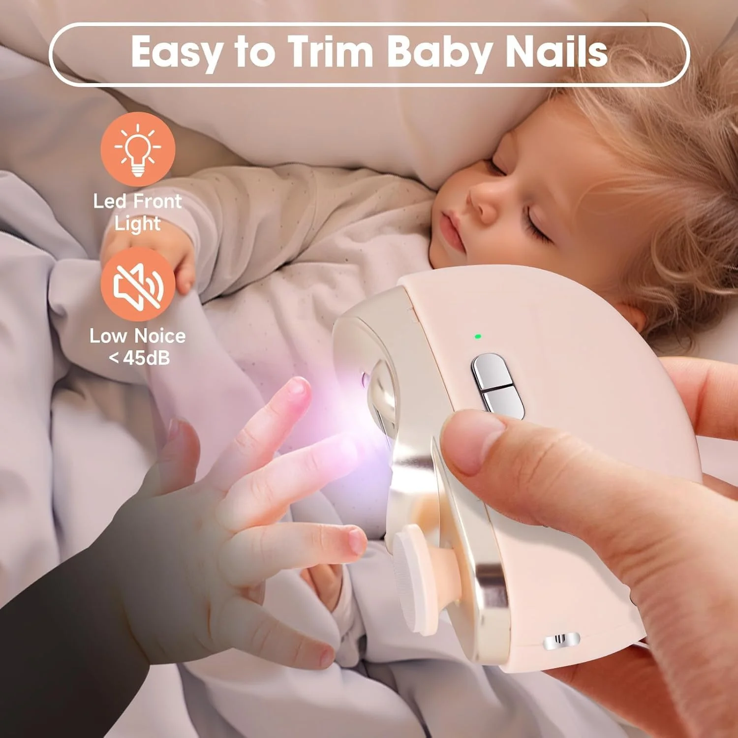 ناخن گیر برقی 2 در 1: ناخن گیر برقی اتوماتیک حرفه ای با چراغ، ابزار مانیکور و اصلاح ناخن برای مراقبت از ناخن نوزادان و سالمندان (صورتی)