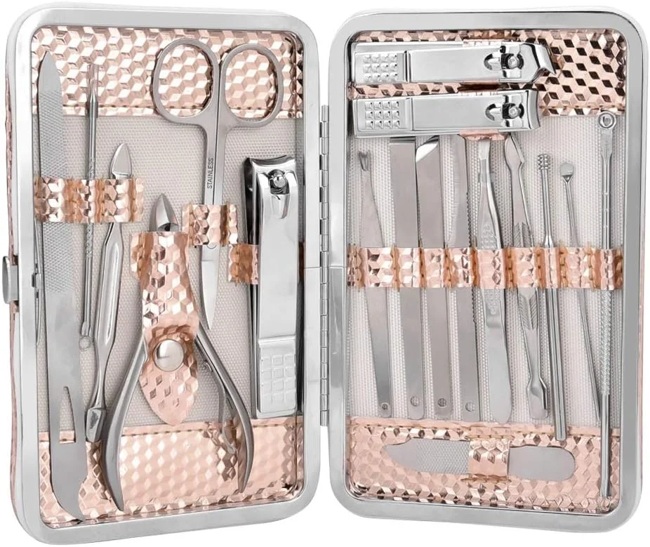 ست مانیکور ۱۸ تکه طلایی، ست ابزار مانیکور، ست ناخن گیر ست مانیکور ۱۸ تکه طلایی، ست ابزار مانیکور، ست ناخن گیر