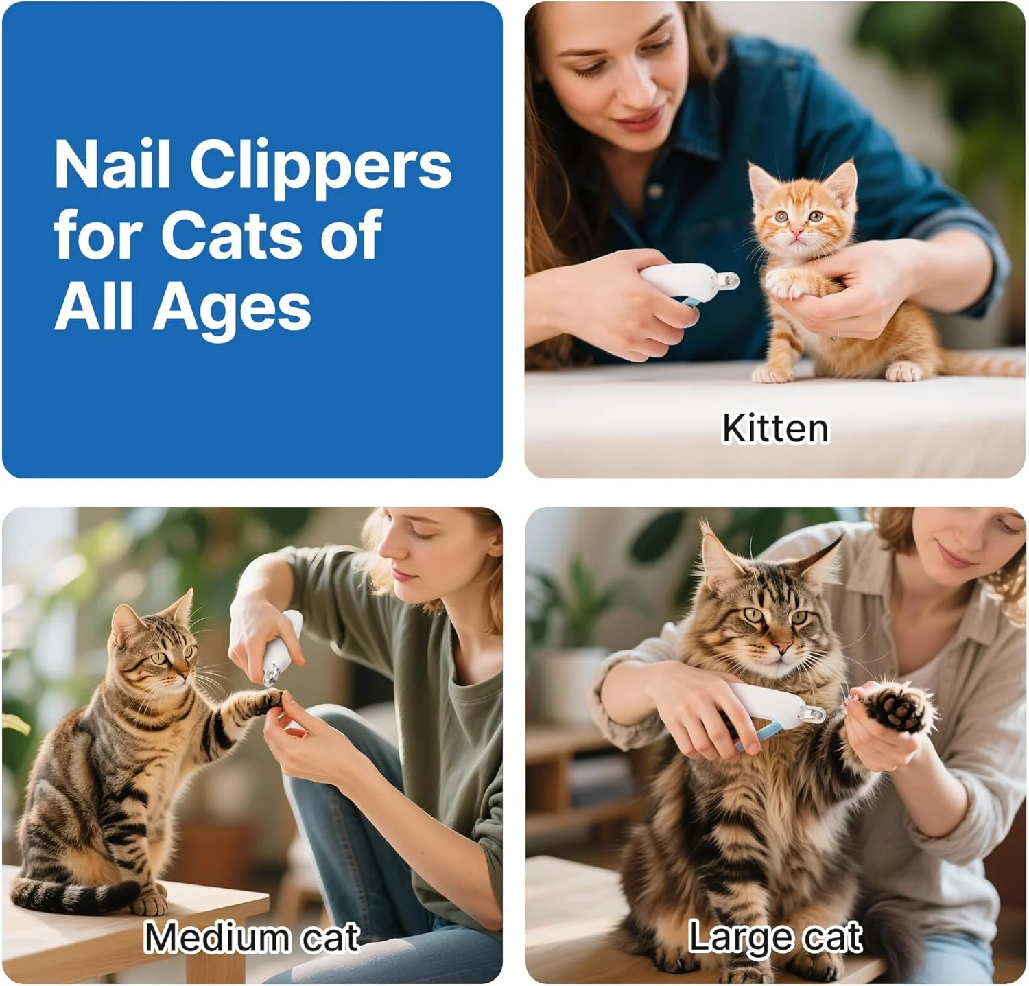 ناخن گیر گربه - دارای سوراخ پیرایش قابل تنظیم 4 سایز و سوهان ناخن مخفی با محافظ ایمنی | ابزار پیرایش حرفه ای برای پیرایش بی خطر و بدون استرس (آبی) ناخن گیر گربه - دارای سوراخ پیرایش قابل تنظیم 4 سایز و سوهان ناخن مخفی با محافظ ایمنی | ابزار پیرایش حرفه ای برای پیرایش بی خطر و بدون استرس (آبی)