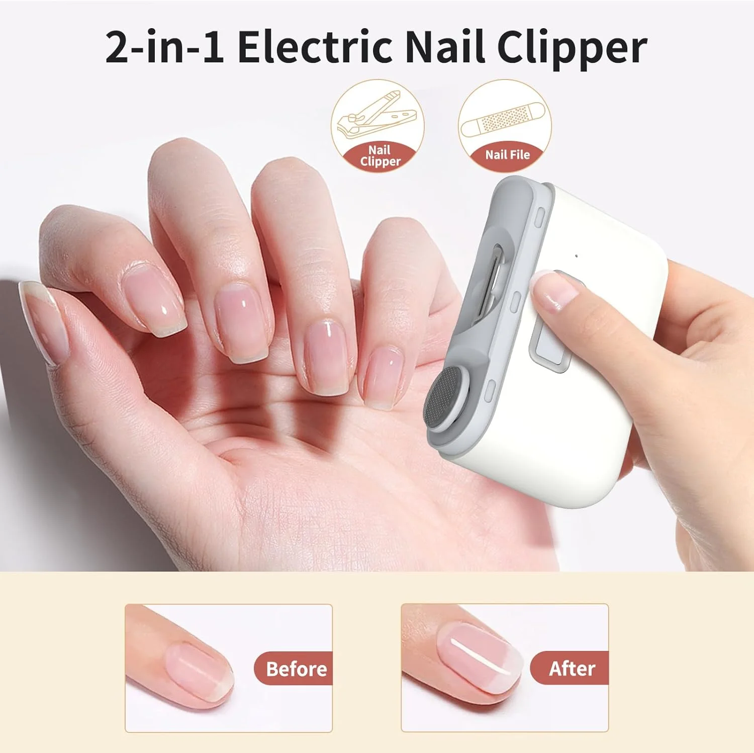ناخن گیر اتوماتیک، ناخن گیر برقی و پولیش ناخن 2 در 1، ناخن گیر برقی کودک با چراغ، قابل شارژ USB مناسب برای مسافرت، استفاده روزانه ناخن گیر اتوماتیک، ناخن گیر برقی و پولیش ناخن 2 در 1، ناخن گیر برقی کودک با چراغ، قابل شارژ USB مناسب برای مسافرت، استفاده روزانه