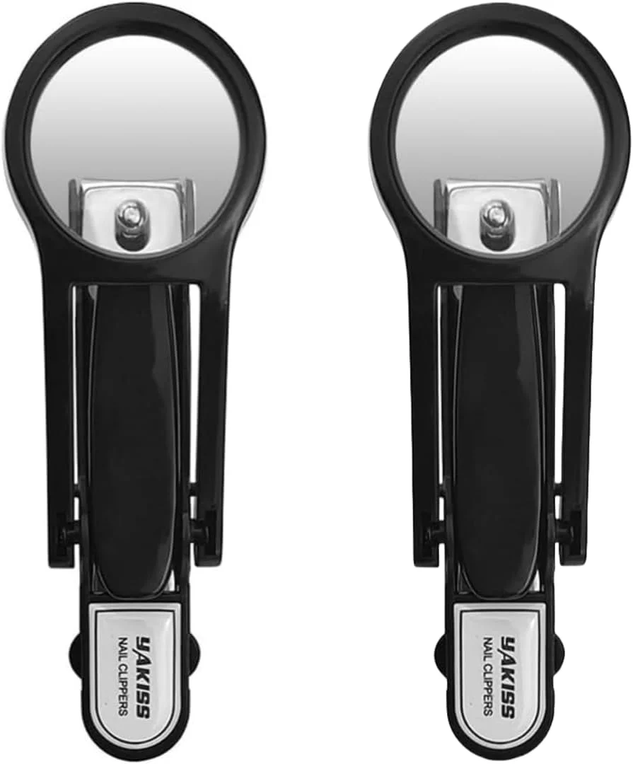 دو عدد ناخن گیر با ذره بین، استیل ضد زنگ، مناسب برای ناخن های دست و پا، مناسب برای سالمندان، ناخن گیر حرفه ای برای کاهش خستگی چشم (مشکی)