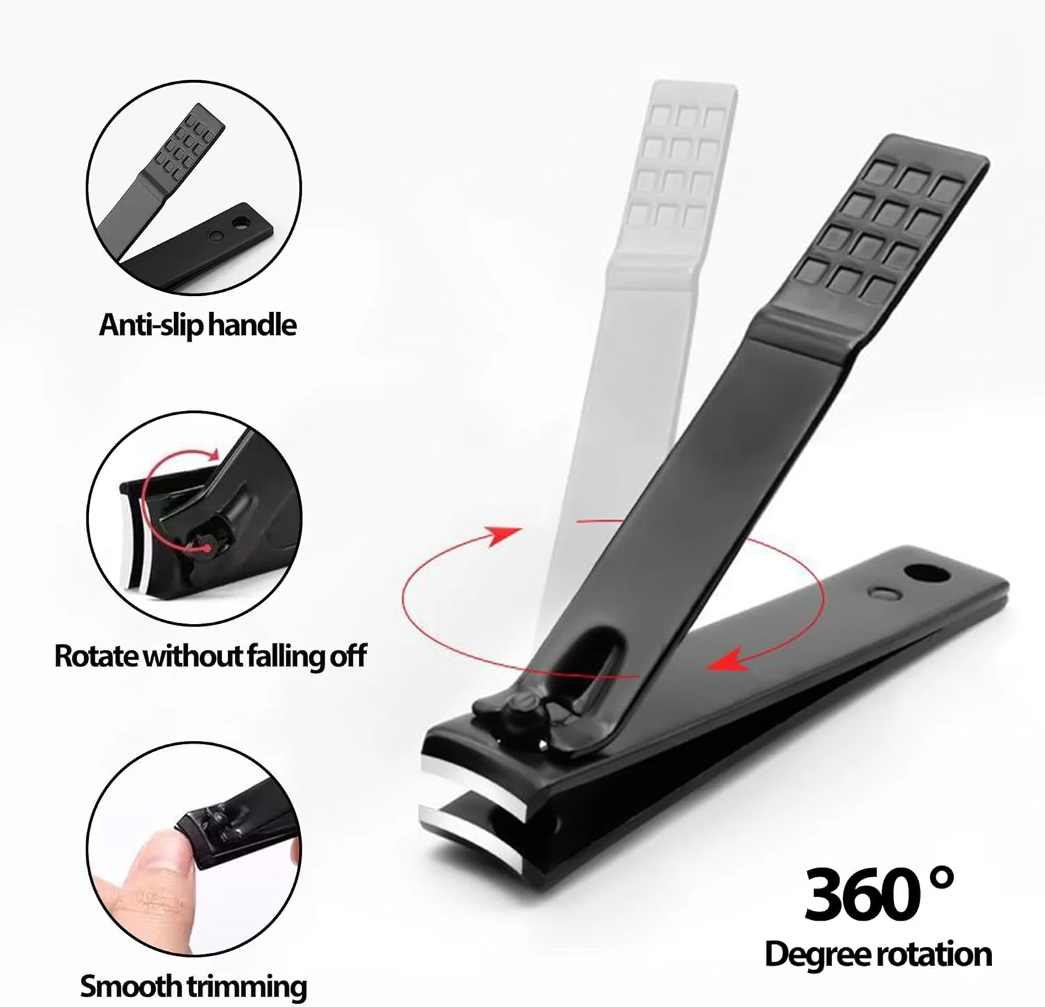 ست ناخن گیر، ناخن گیرهای فوق العاده تیز و محکم برای ناخن های دست و پا، مشکی 2 عددی