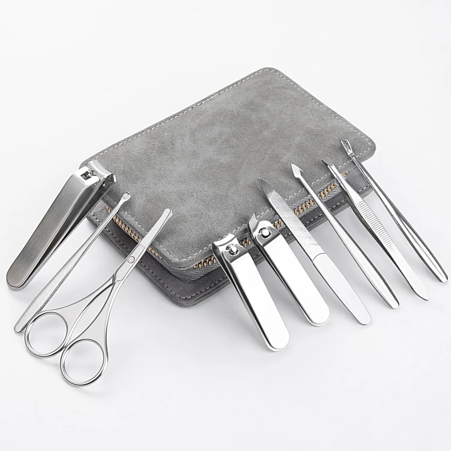 ست مانیکور Tazweeq، کیت ناخن، ست مراقبت از ناخن با ناخن گیر، سوهان ناخن و عقب زننده کوتیکول، ابزار مانیکور، ست ناخن با کیف چرمی PU لوکس، هدیه ای مناسب (9 تکه)