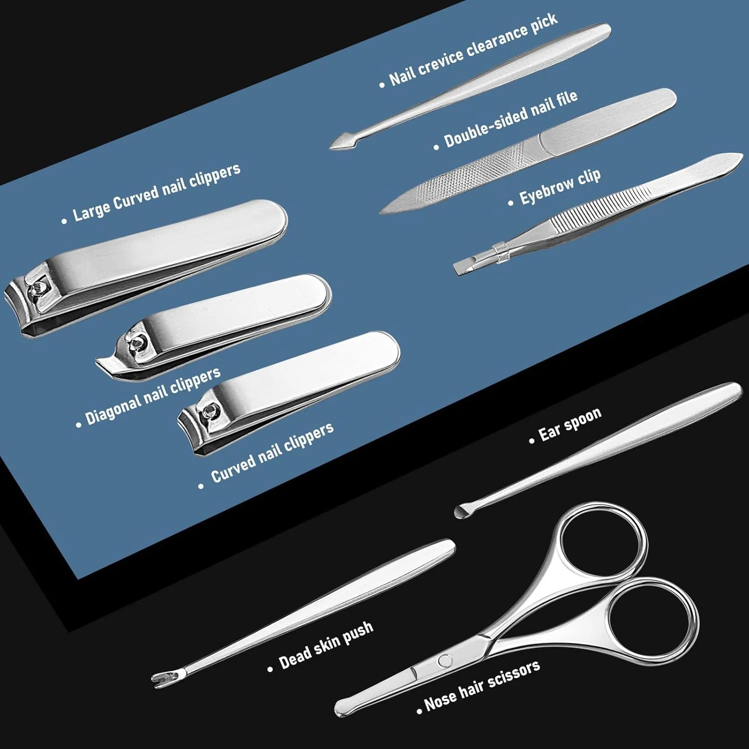 ست مانیکور Tazweeq، کیت ناخن، ست مراقبت از ناخن با ناخن گیر، سوهان ناخن و عقب زننده کوتیکول، ابزار مانیکور، ست ناخن با کیف چرمی PU لوکس، هدیه ای مناسب (9 تکه)
