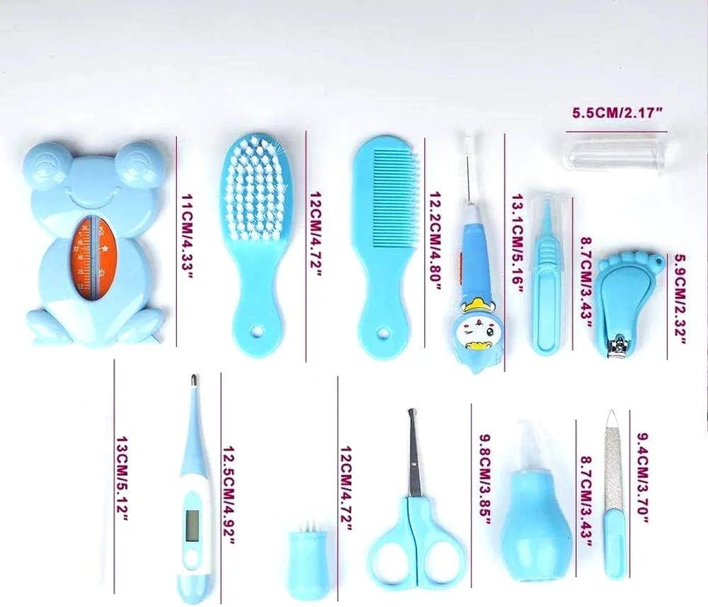 مجموعه لوازم بهداشتی کودک تزویق، مجموعه 13 عددی ابزار نظافت نوزاد، مجموعه مانیکور نوزاد، ست برس مو و ناخن گیر (آبی) مجموعه لوازم بهداشتی کودک تزویق، مجموعه 13 عددی ابزار نظافت نوزاد، مجموعه مانیکور نوزاد، ست برس مو و ناخن گیر (آبی)