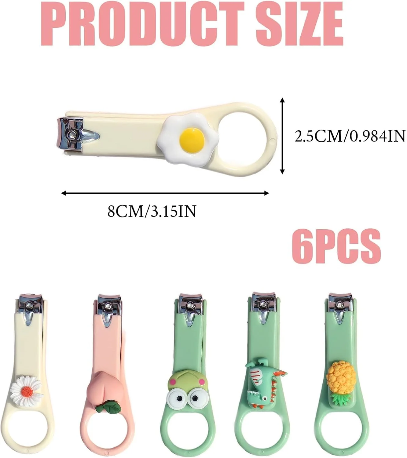 ست ناخن گیر کودک تزویق، 6 تکه ناخن گیر استیل ضد زنگ زیبا برای کودکان، ناخن گیر محکم برای زنان، دختران و کودکان ست ناخن گیر کودک تزویق، 6 تکه ناخن گیر استیل ضد زنگ زیبا برای کودکان، ناخن گیر محکم برای زنان، دختران و کودکان