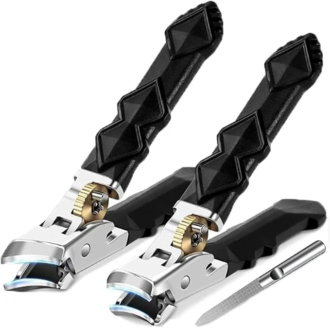 ست ناخن گیر 3 عددی Tazweeq برای ناخن های ضخیم، ناخن گیر ارگونومیک برای سالمندان، فک پهن 180 درجه برای ناخن گیر ناخن های ضخیم، پیکربندی دوگانه تیز مورب با دسته ضد لغزش