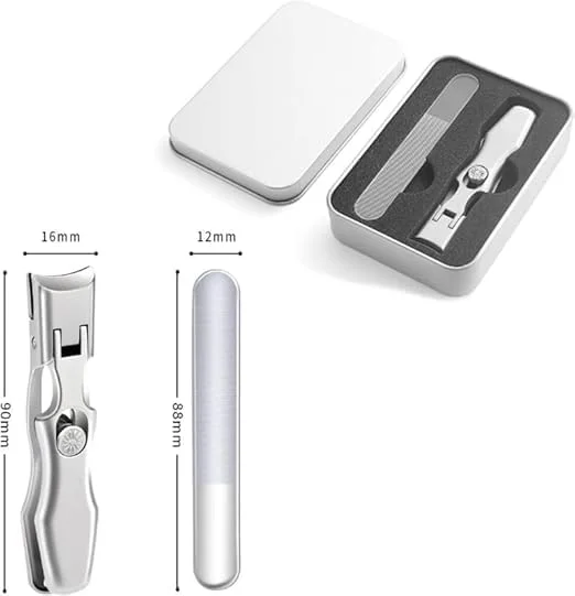 ناخن گیر تزویق، ناخن گیر فوق العاده تیز از جنس استیل ضد زنگ، ناخن گیر حرفه ای ضد پاشش برای سالمندان، کوتاه کردن آسان ناخن های ضخیم (نقره ای)