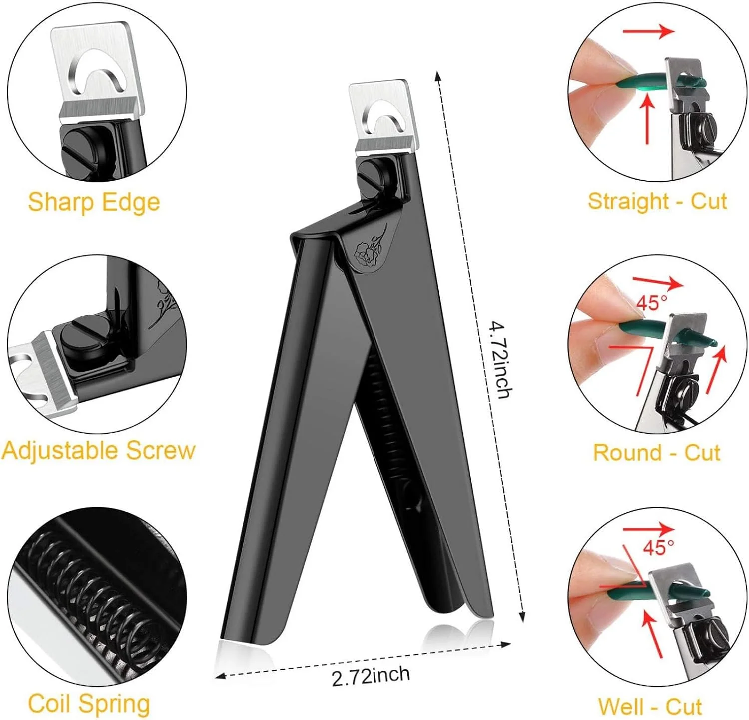 ست قیچی ناخن اکریلیک تزویق، ابزار حرفه ای مانیکور و پدیکور، شامل نیپر، پوشر و ریموور کوتیکول، ساخته شده از استیل ضد زنگ، مناسب برای استفاده در سالن و منزل