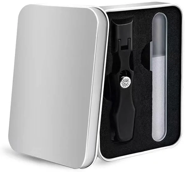 ست ناخن گیر تیز و ضخیم تزویق، ناخن گیر دسته بلند ضد پاشش با دهانه پهن بزرگ، ناخن گیر حرفه ای برای ناخن های ضخیم پا برای سالمندان، مشکی