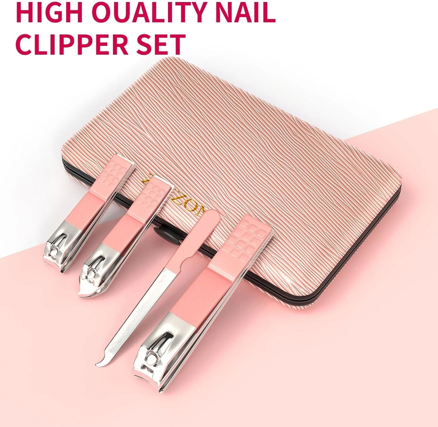 ست مانیکور مسافرتی کوچک ZIZZON، ست ناخن گیر 10 در 1 استیل ضد زنگ، کیت پیرایش و مراقبت از پدیکور با جعبه - صورتی ست مانیکور مسافرتی کوچک ZIZZON، ست ناخن گیر 10 در 1 استیل ضد زنگ، کیت پیرایش و مراقبت از پدیکور با جعبه - صورتی