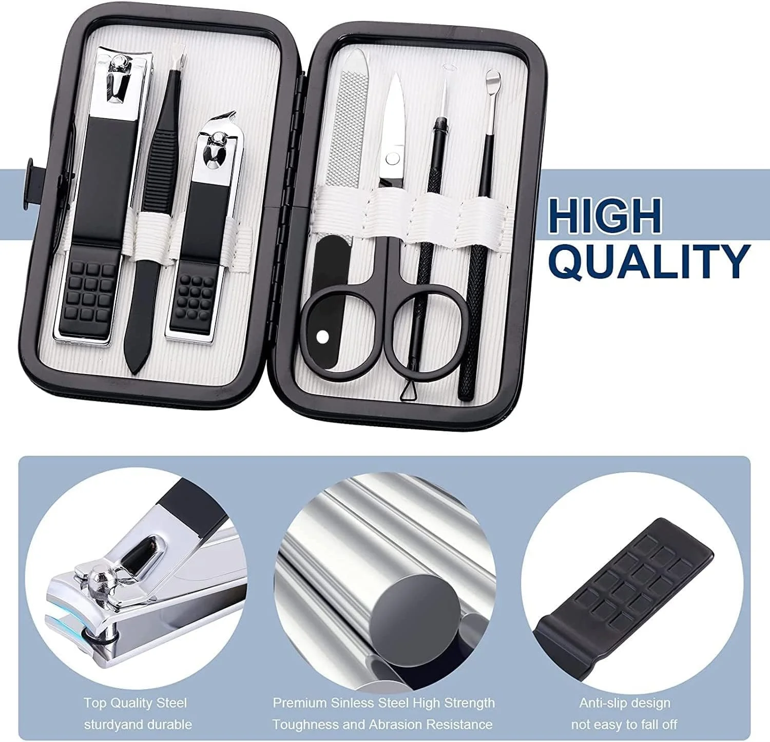 ست مانیکور Aceoce، ست های حرفه ای پیرایش، ست پدیکور ناخن 8 تکه، ست ابزار پدیکور ناخن با کیف مسافرتی برای هدیه منزل یا سالن زنانه مردانه ست مانیکور Aceoce، ست های حرفه ای پیرایش، ست پدیکور ناخن 8 تکه، ست ابزار پدیکور ناخن با کیف مسافرتی برای هدیه منزل یا سالن زنانه مردانه