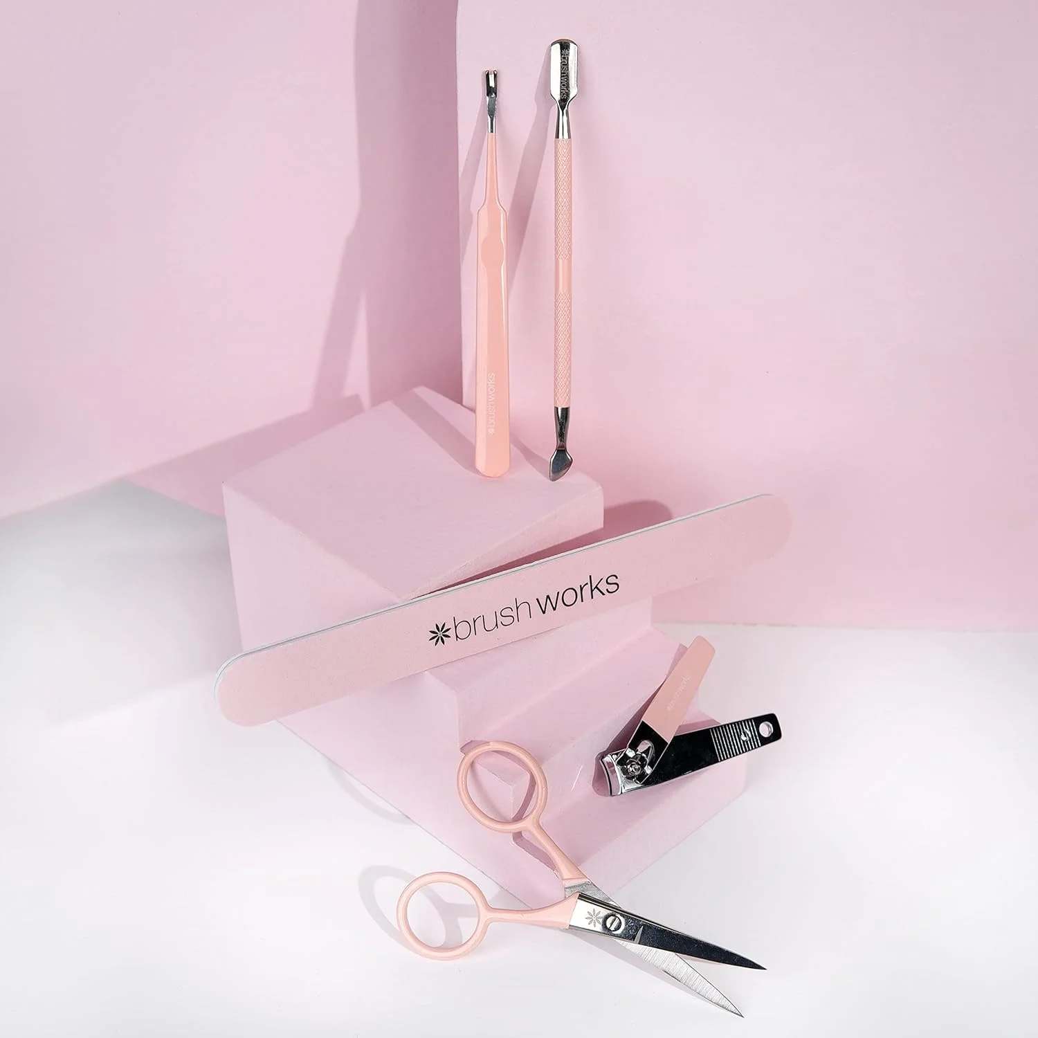 ست مراقبت لوکس ناخن براش ورکس، صورتی، تک سایز