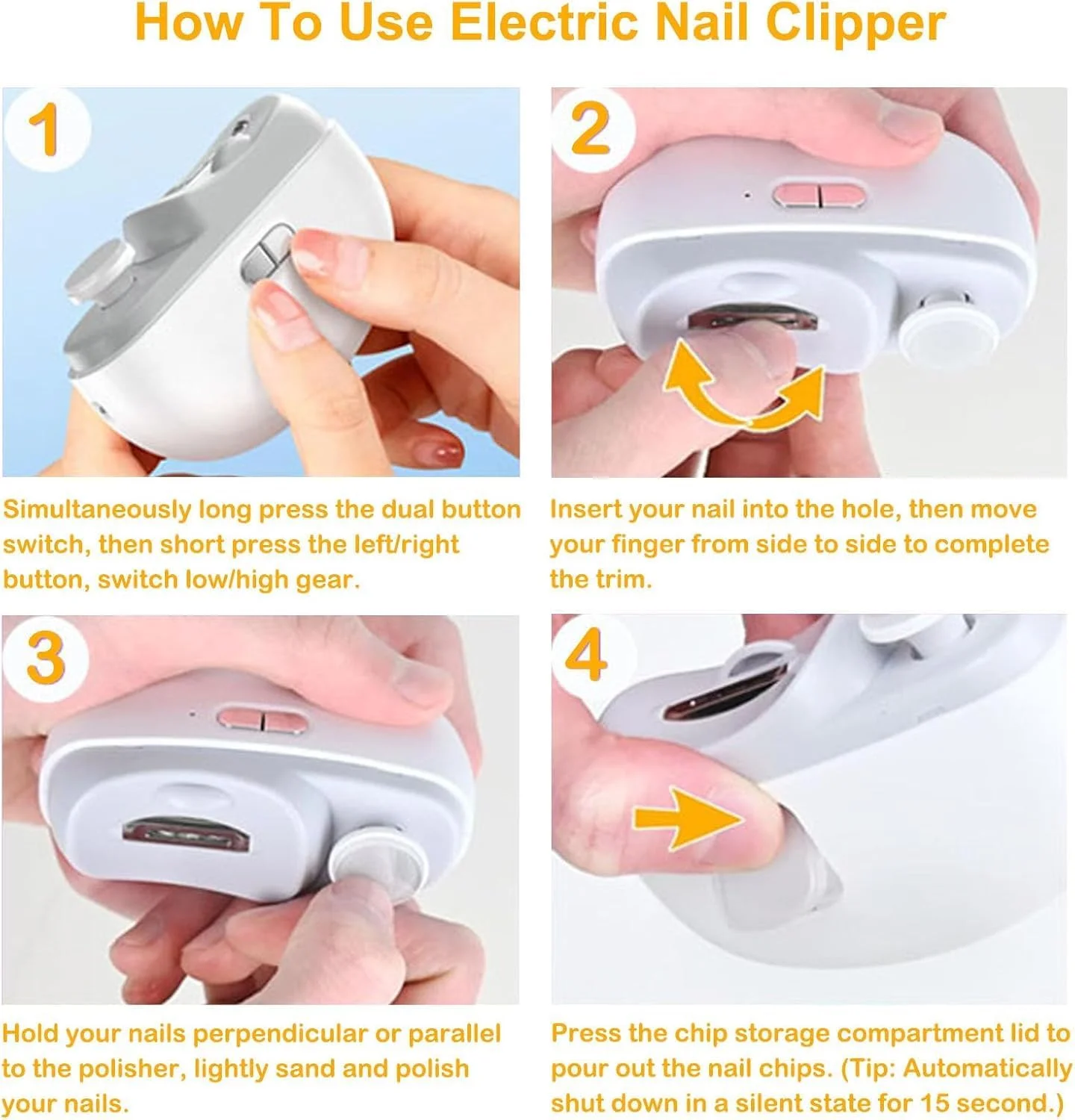 ناخن گیر برقی اتوماتیک، دستگاه پولیش و برش ناخن با چراغ LED، دارای محفظه نگهداری خرده ناخن، شارژ Type C، ناخن گیر ایمن برای نوزادان، کودکان، بزرگسالان و سالمندان ناخن گیر برقی اتوماتیک، دستگاه پولیش و برش ناخن با چراغ LED، دارای محفظه نگهداری خرده ناخن، شارژ Type C، ناخن گیر ایمن برای نوزادان، کودکان، بزرگسالان و سالمندان