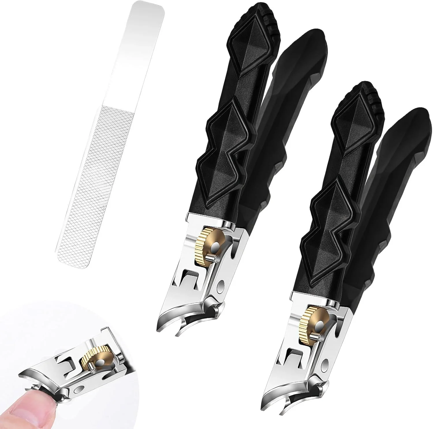 دو عدد ناخن گیر پیازکی Onglip-Nail برای ناخن های ضخیم، ناخن گیر حرفه ای با دهانه پهن، قفل ایمنی، ناخن گیر با عملکرد بالا