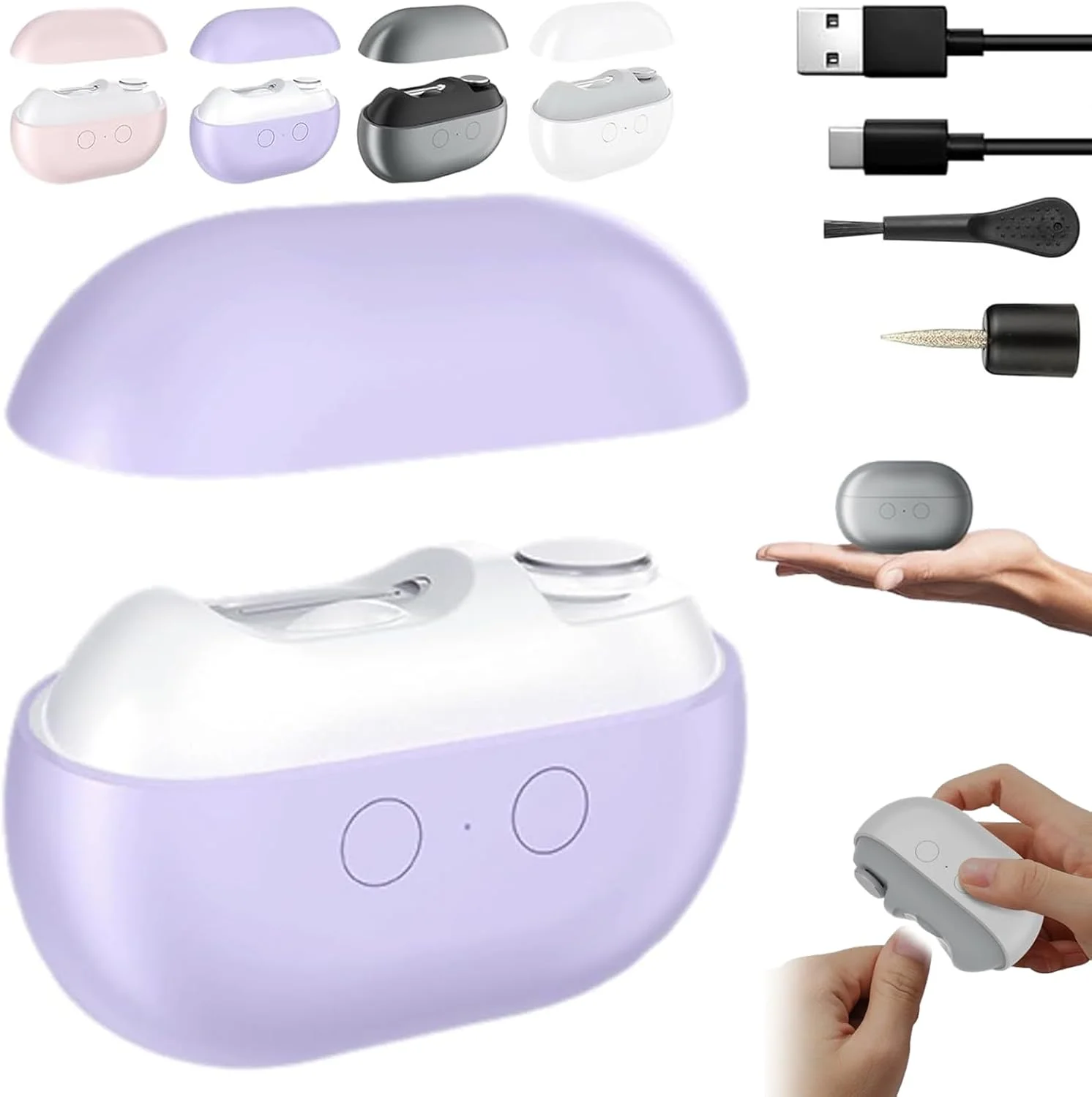 ناخن گیر هوشمند Vueeze EasyClip، ناخن گیر برقی اتوماتیک 2 در 1، ماشین اصلاح ناخن برقی با نور ایمنی LED، ماشین اصلاح ناخن برای سنگ زنی نواحی بزرگ و شکاف ها (بنفش) ناخن گیر هوشمند Vueeze EasyClip، ناخن گیر برقی اتوماتیک 2 در 1، ماشین اصلاح ناخن برقی با نور ایمنی LED، ماشین اصلاح ناخن برای سنگ زنی نواحی بزرگ و شکاف ها (بنفش)